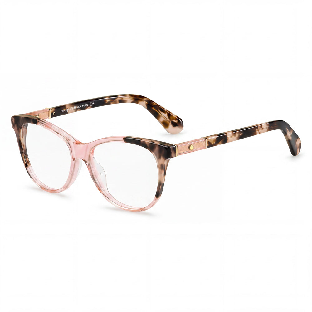 Gafas de acetato Kate Spade New York Contemporary para mujer, color rosa habano con lentes transparentes de demostración, 52 mm