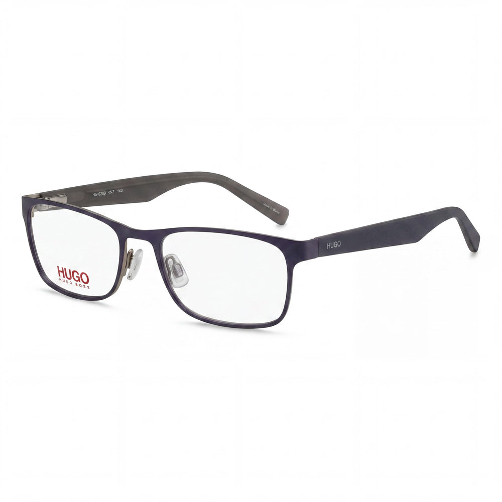 Gafas Hugo Boss Hg-0209 para hombre, montura completa metálica rectangular, azul gris mate 54-18-140