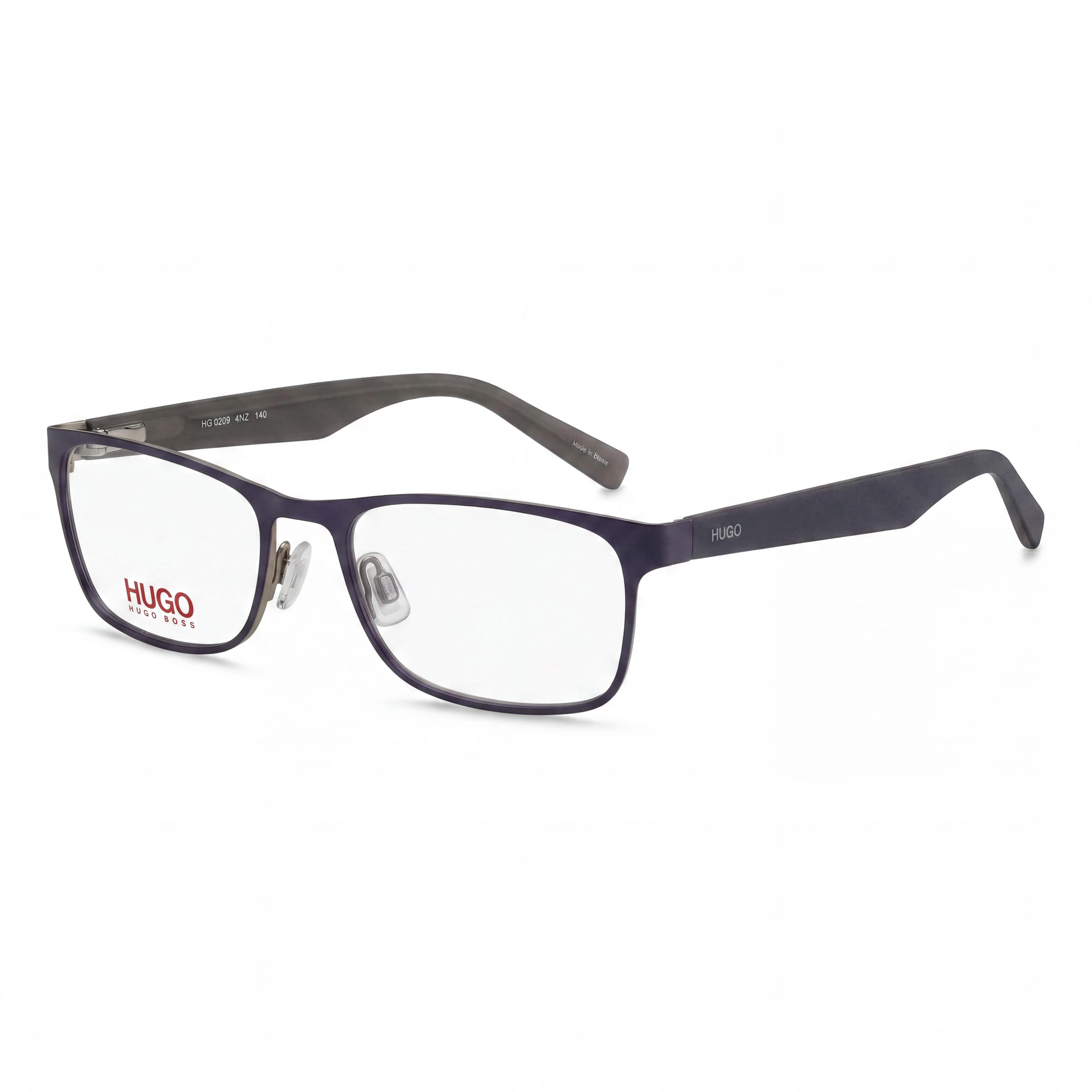 Hugo Boss Hg-0209 Men's Metal Full Rim Rectangular Matte Blue Grey Eyeglasses 54-18-140, Photo 1