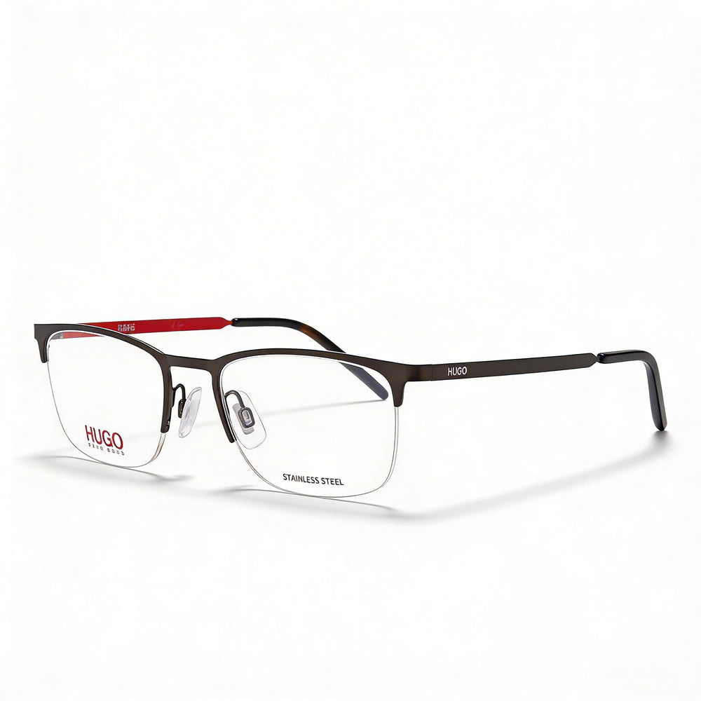 Montura de gafas Hugo Boss Hg 1019 unisex de aleación de acero en gris mate, para lentes graduadas, talla 53-20-145
