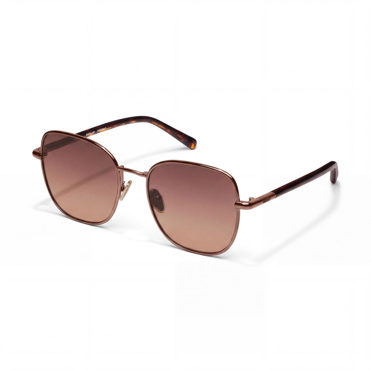QUAY AUSTRALIA Uptown Women's Square Plastic Sunglasses, Champagne Brown Fade White Frame, Brown Fawn Lens, 58mm, UV Protection, Photo 1