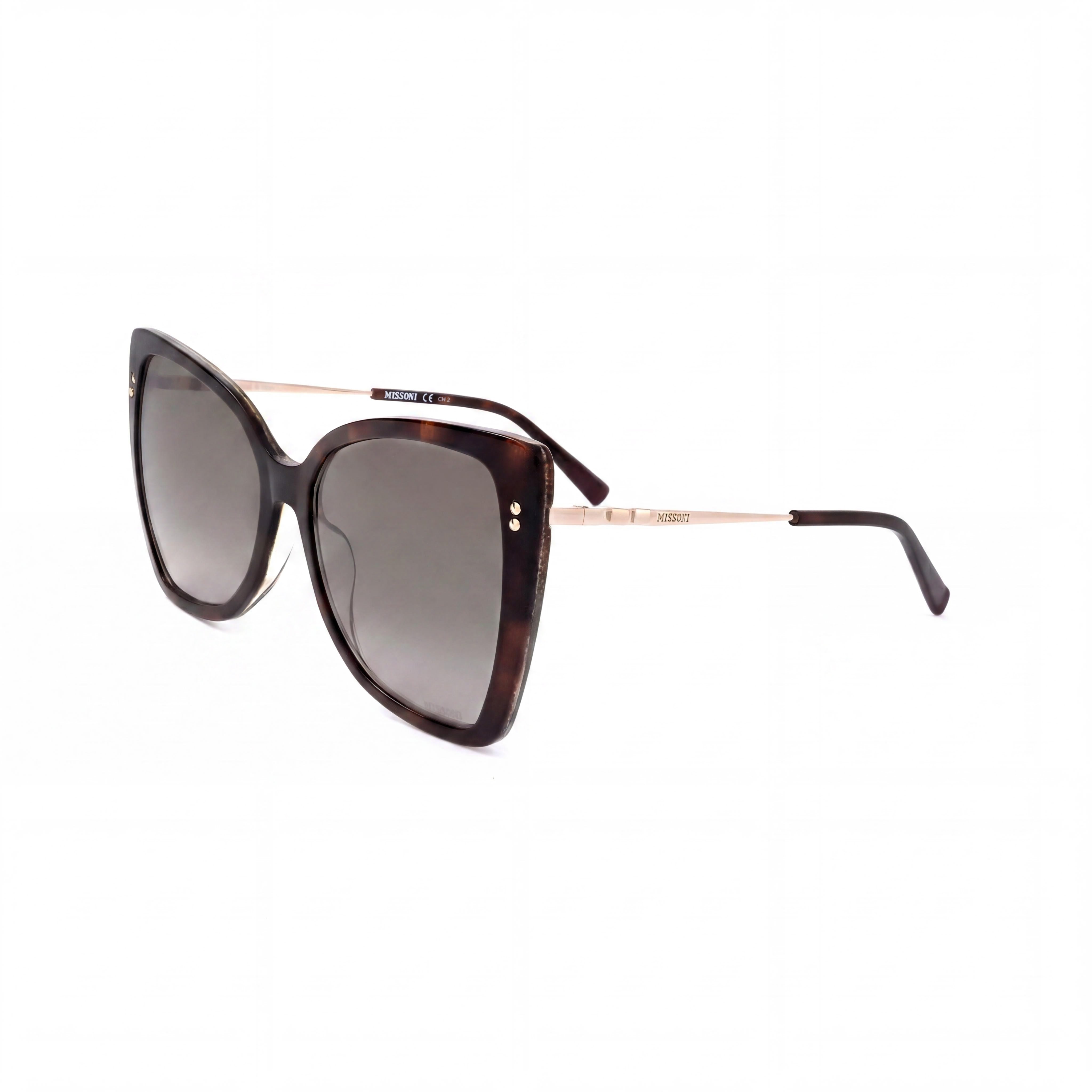 Gafas de sol unisex casuales Missoni de acetato con forma de mariposa, montura marrón habano con degradado marrón y protección UV de 58 mm, Photo 1
