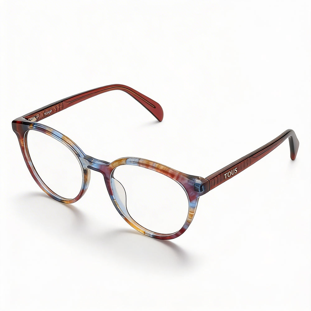 Tous Classic Women's Shiny Striped Red Azure Cellulose Acetate Non-polarised Sunglasses 51-18-135