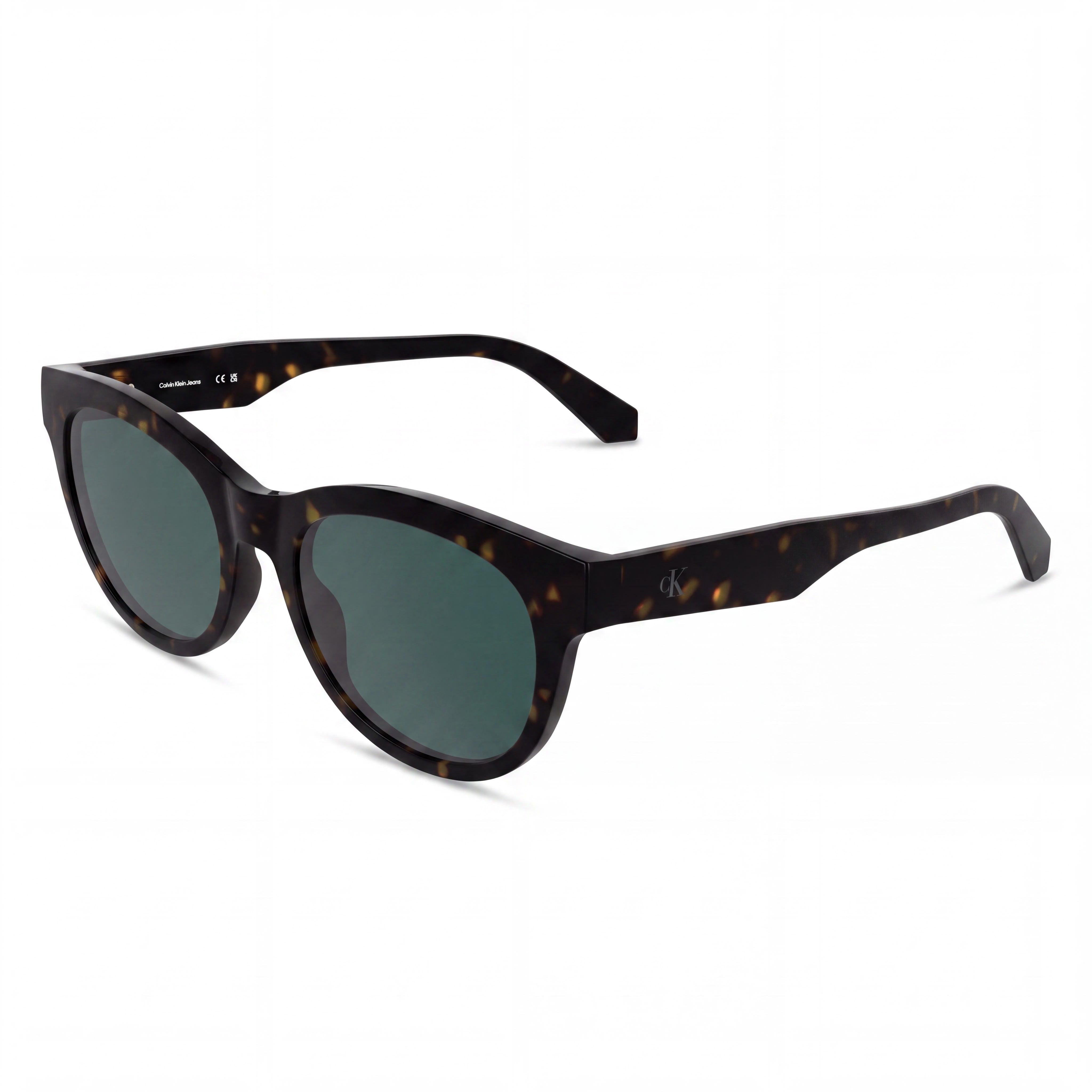 Calvin Klein Jeans Ckj26600s Women's Round Havana Plastic UV Protected Sunglasses with Solid Petrol TRITAN RENEW Lenses 53mm, Photo 1