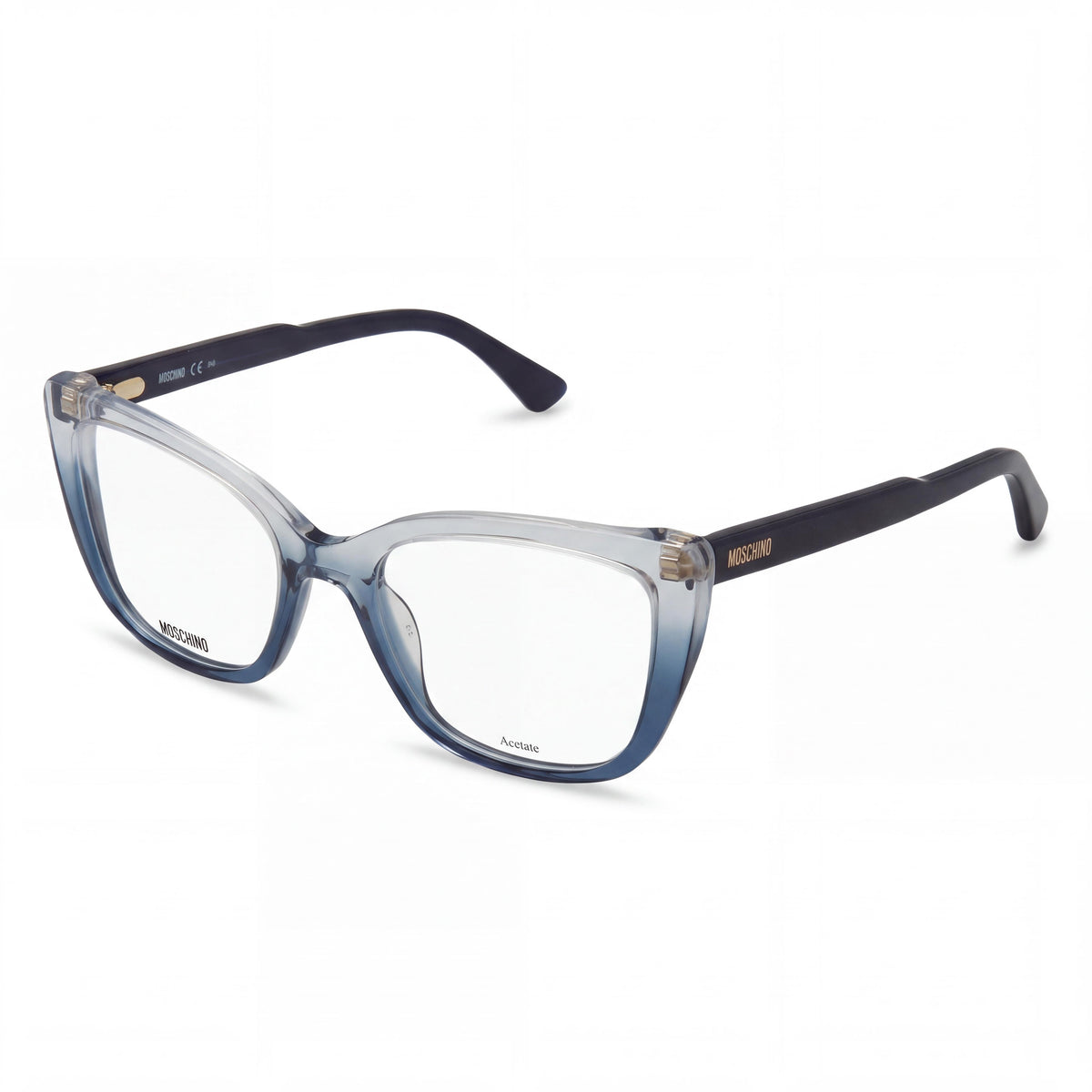 Gafas graduadas unisex Moschino MOS603 Trendy de acetato estilo ojo de gato, azul cristal, 52 mm, Photo 1