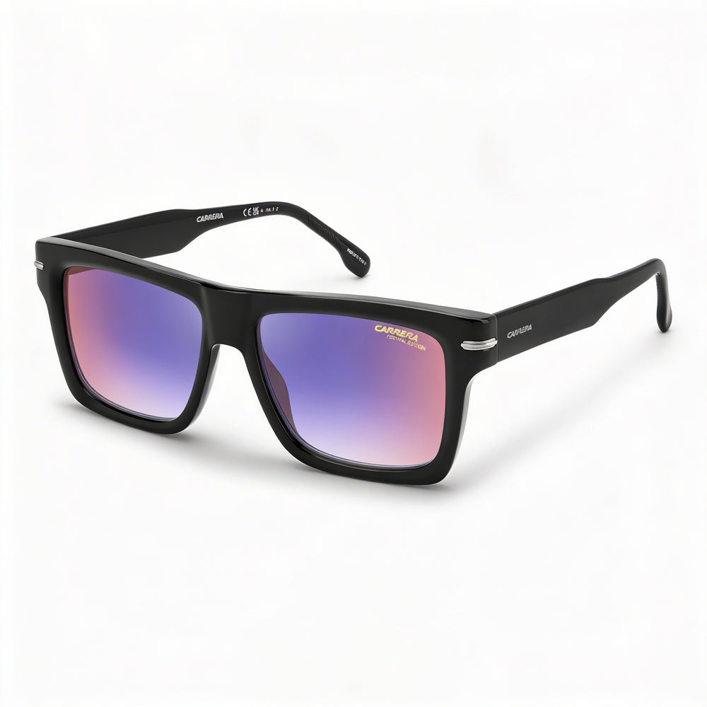 Carrera Carrera 305/S Unisex Coachella Festival Edition Sunglasses with Plastic Frame, Black Blue Shaded Red, 54mm Lens