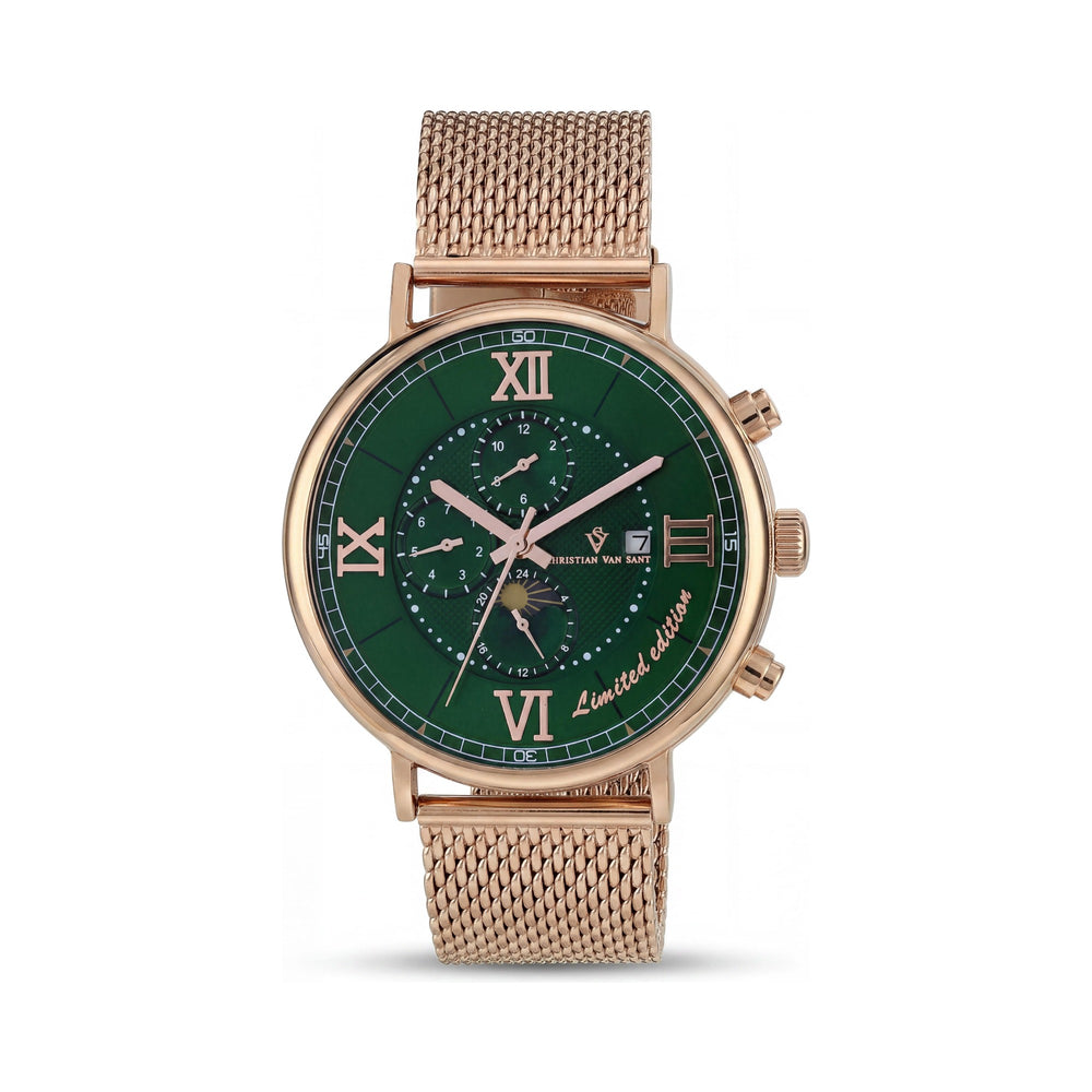 Christian Van Sant bracelet Men's Green Dial Automatic Stainless Steel Scratch Resistant Water Resistant Watch