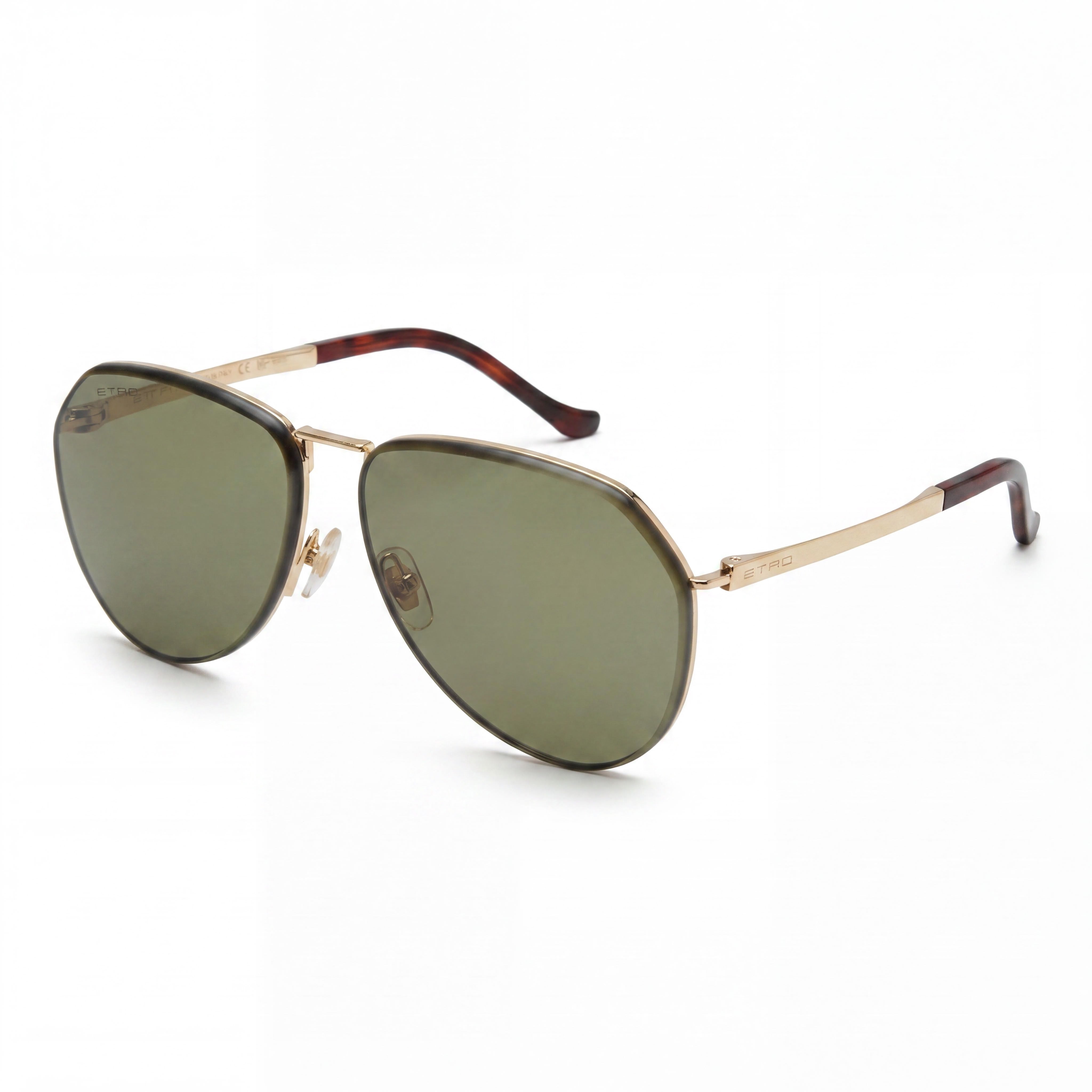 Etro Casual Unisex Stainless Steel Rose Gold Green Frame, Green Polycarbonate Lens Sunglasses 64mm, Photo 1