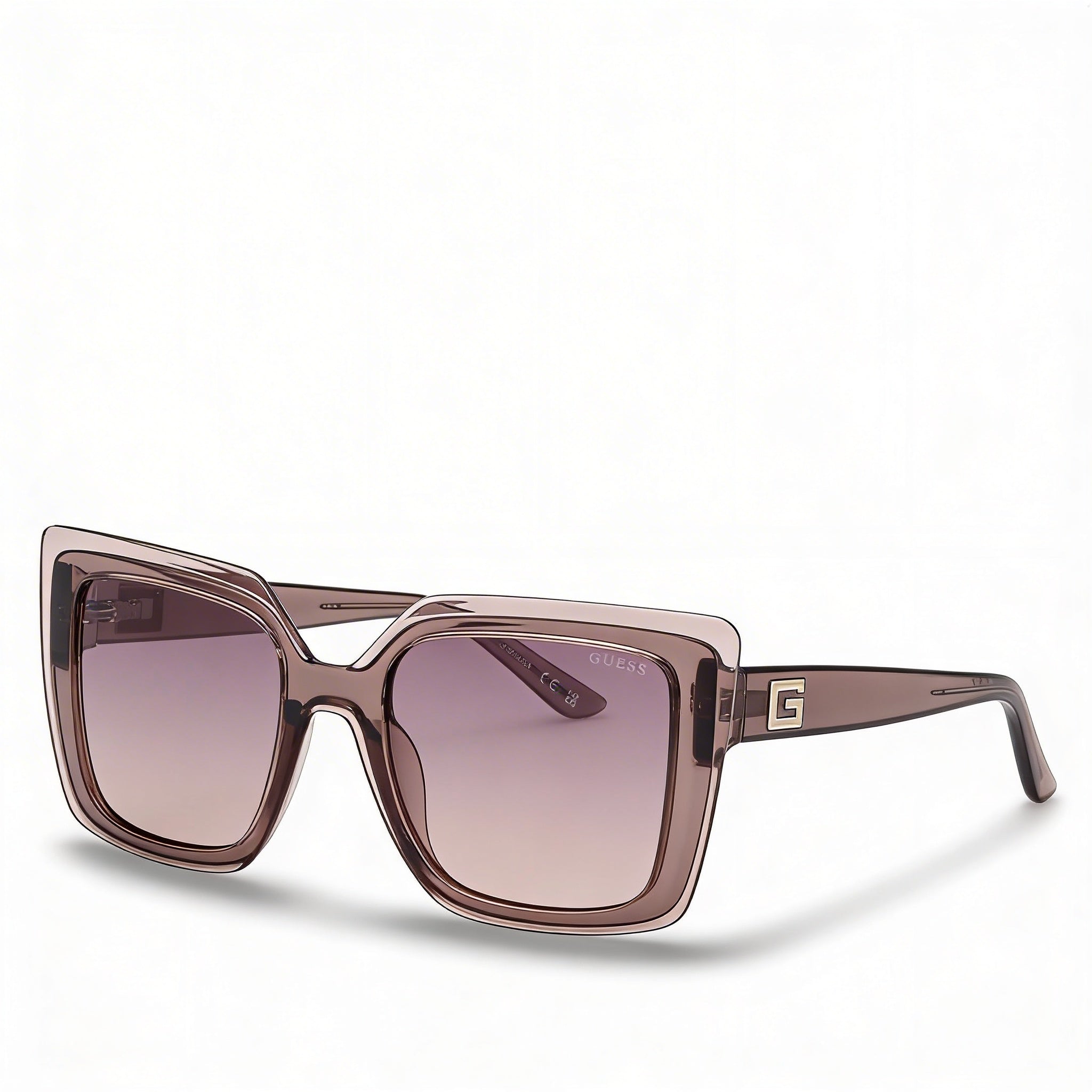Gafas de sol GUESS GU7908 para mujer con protección UV, montura de plástico beige, lentes morado degradado, 52 mm, Photo 1
