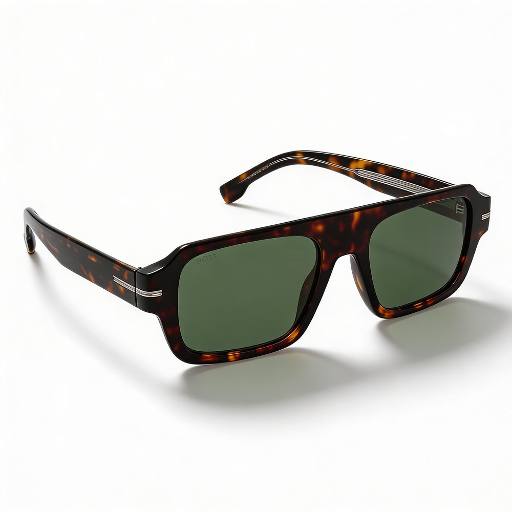 Gafas de sol rectangulares Hugo Boss 1595/S Style & Expression para hombre, Habana Verde, aceite ecológico, sin polarizar, protección UV, 53-19-145mm