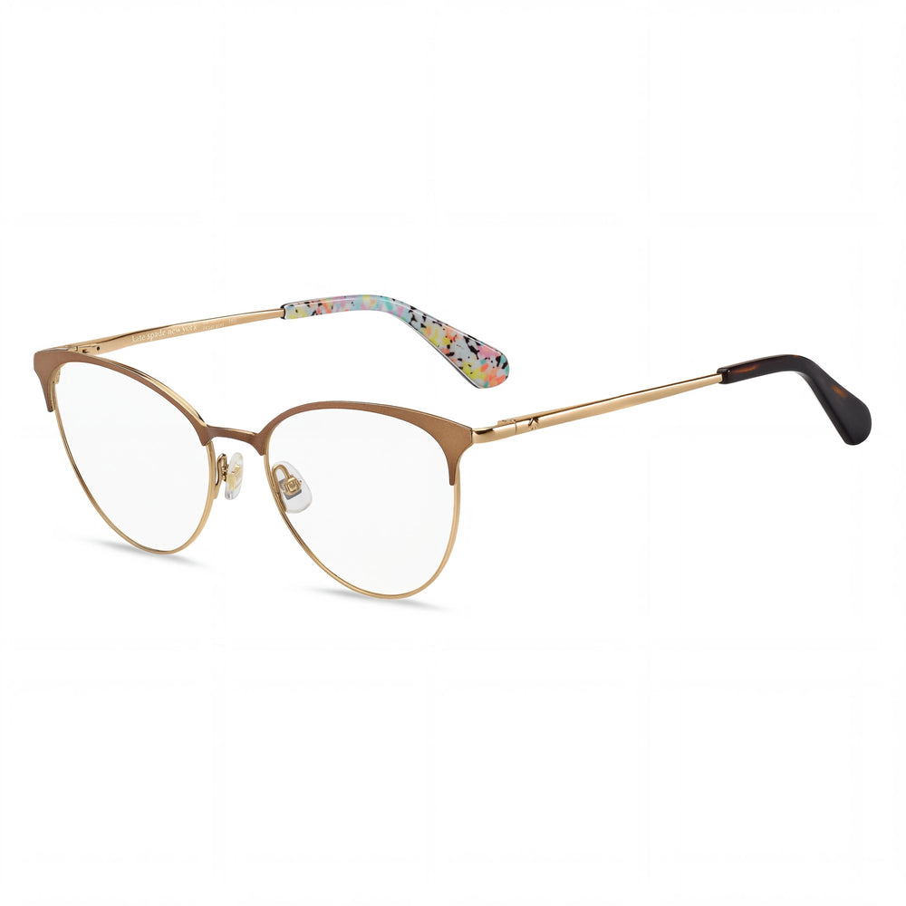 kate spade new york Izabel/G Gafas de ojo de gato de montura completa de acero inoxidable para mujer Marrón Mate Oro 53mm