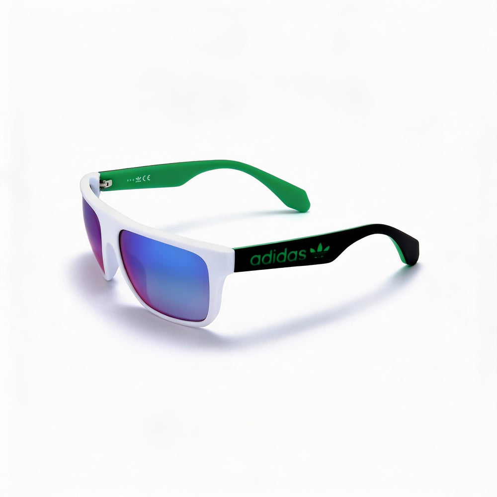 Gafas de sol adidas Originals Classic para hombre, de plástico blanco, con espejo verde, sin polarizar, con protección UV, 59 mm