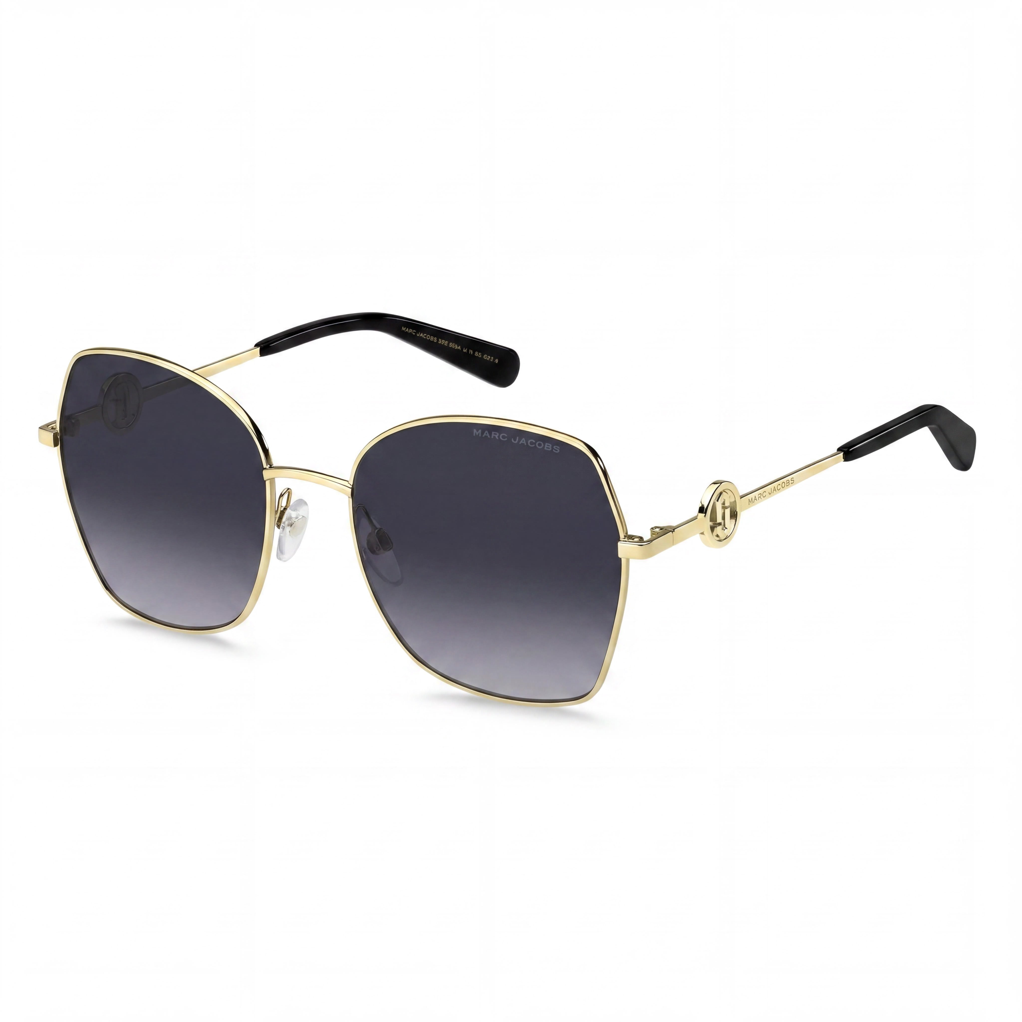 Marc Jacobs Classic MARC 688/S Women's Gold Black Metal Square Sunglasses with Dark Grey Shaded Lenses and UV Protection 57mm, Photo 1