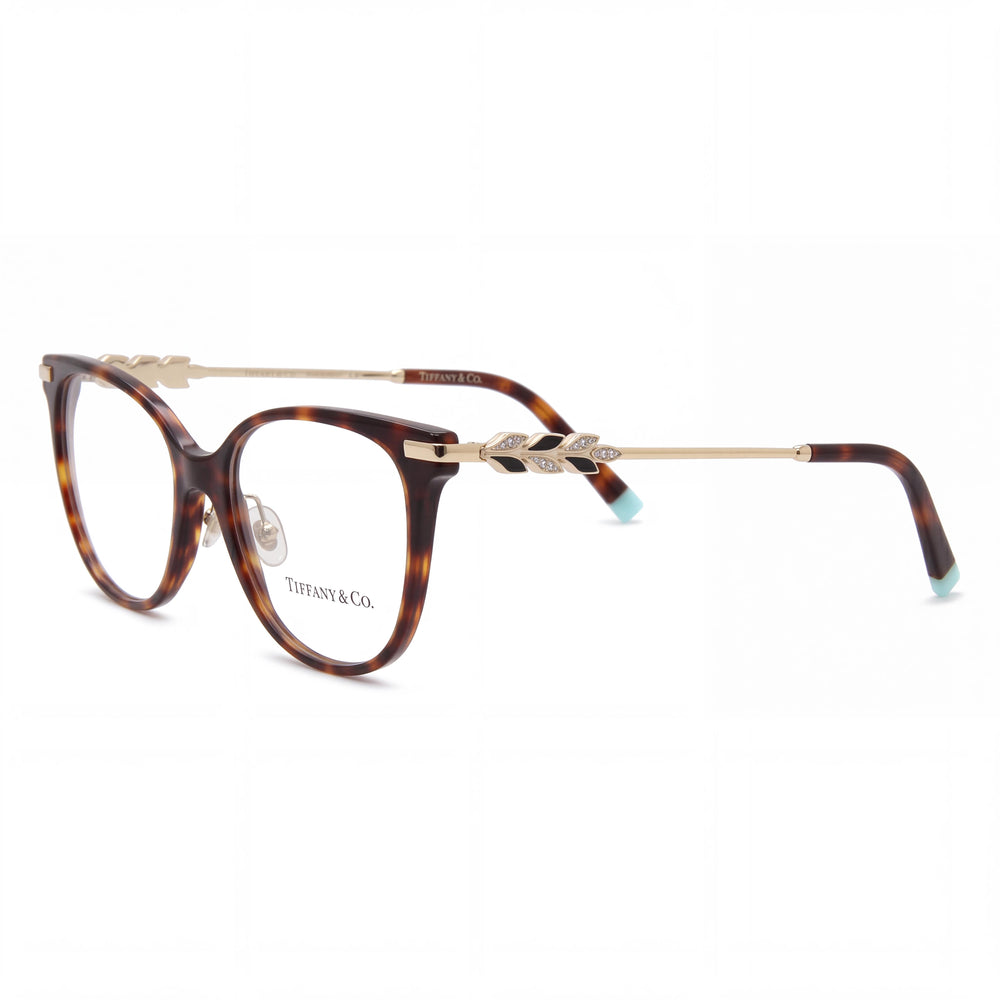 Tiffany & Co. TF2220BF Women's Cat Eye Alternative Fit Plastic Frame Eyeglasses Havana Gold Clear 52