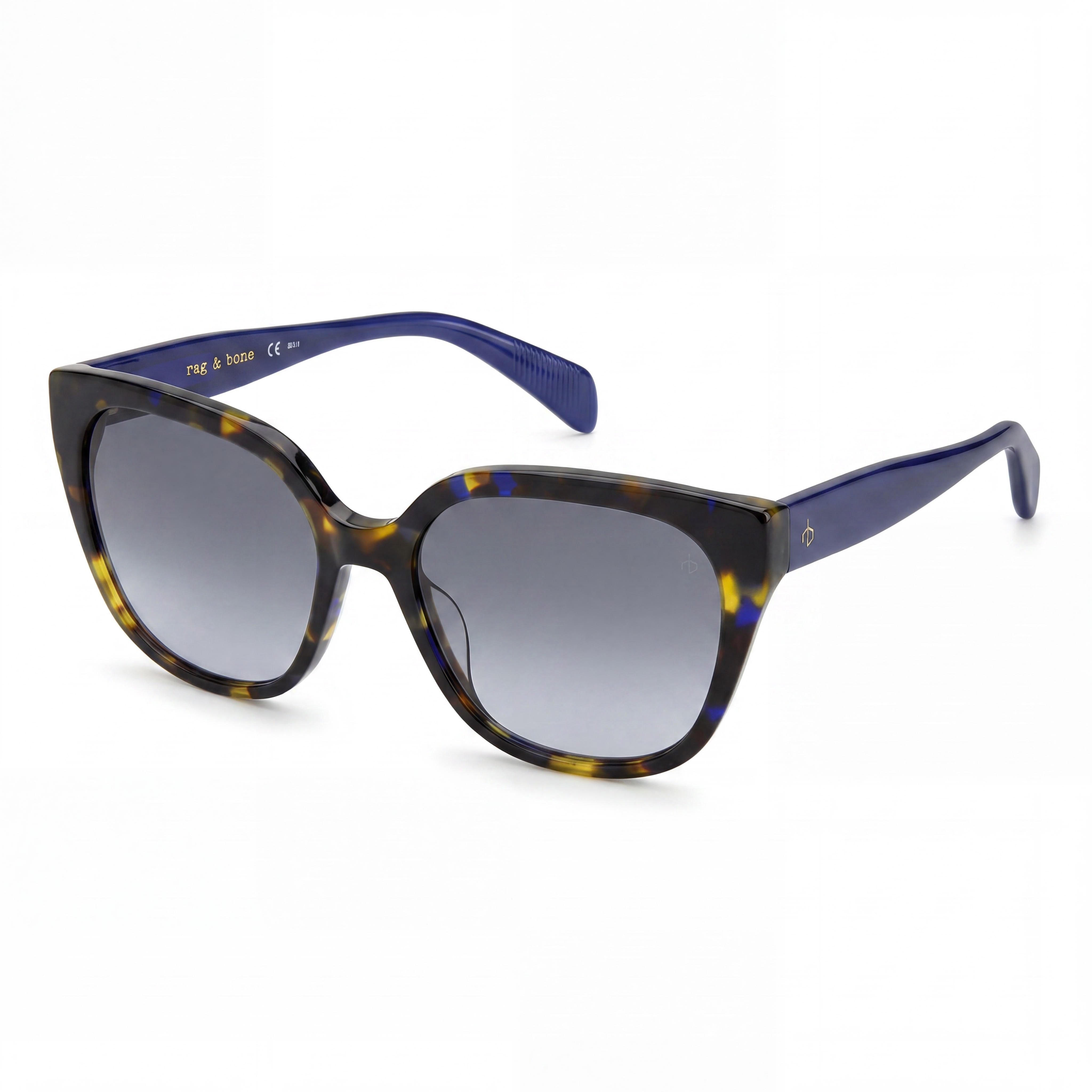 rag & bone Modern Heritage Women's Yellow Havana Grey Acetate Dark Grey Shaded UV Protection Non-Polarized 56mm, Photo 1