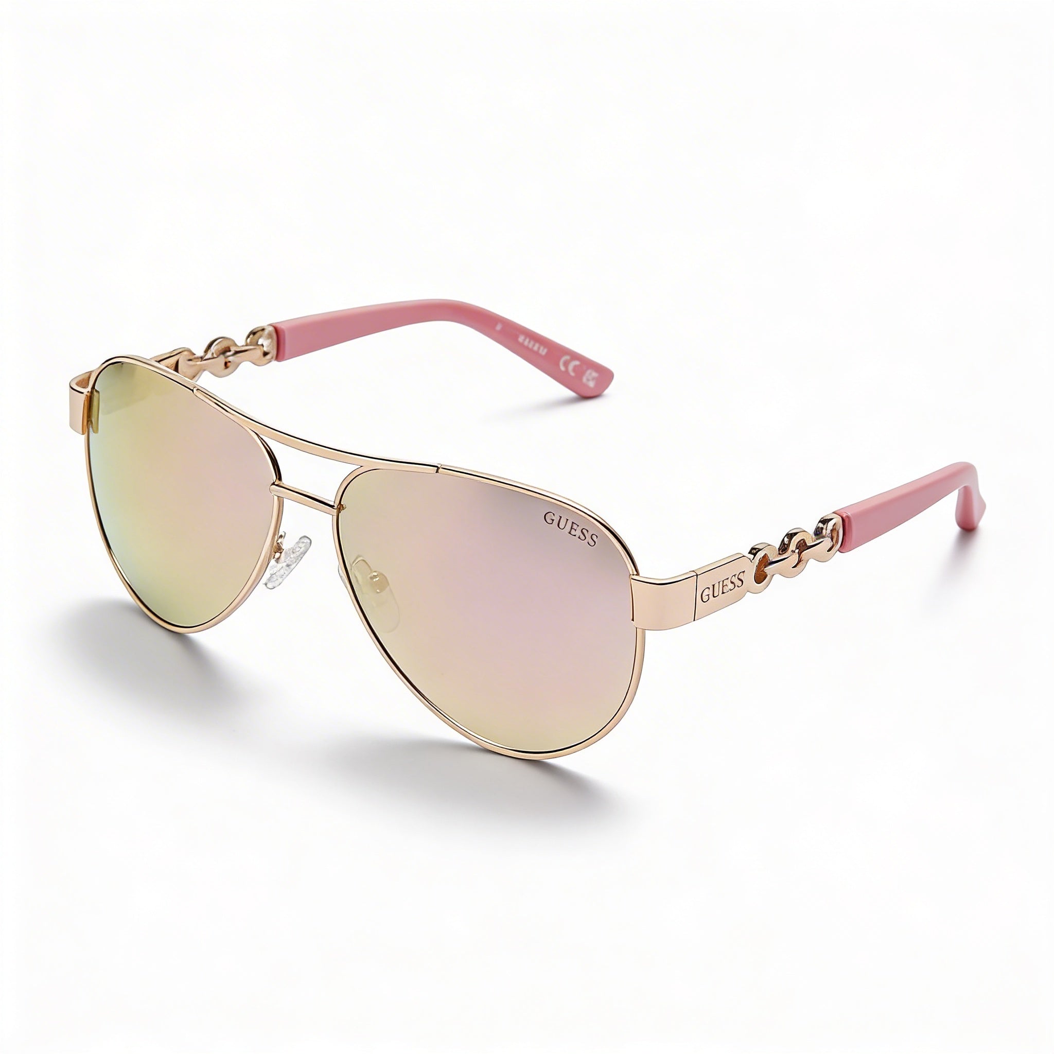 Gafas de sol GUESS Gu00174 para mujer, de metal, con protección UV 100 %, montura oro rosa, espejo marrón, 60 mm, Photo 1