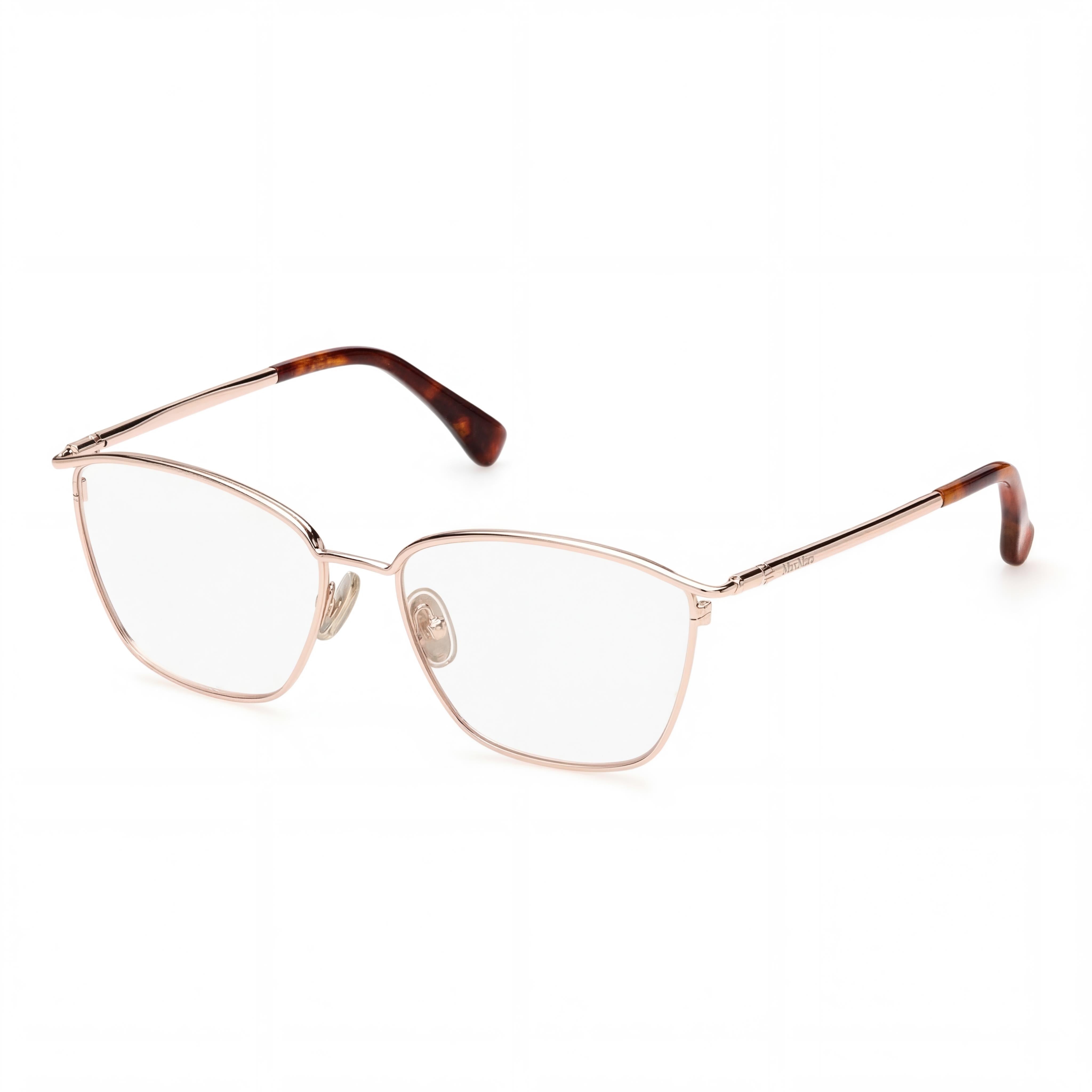 Gafas Graduadas MaxMara Casual para Mujer, Metálicas, Brillo Oro Rosa, Listas para Prescripción, con Lentes Demo Transparentes 54mm, Photo 1