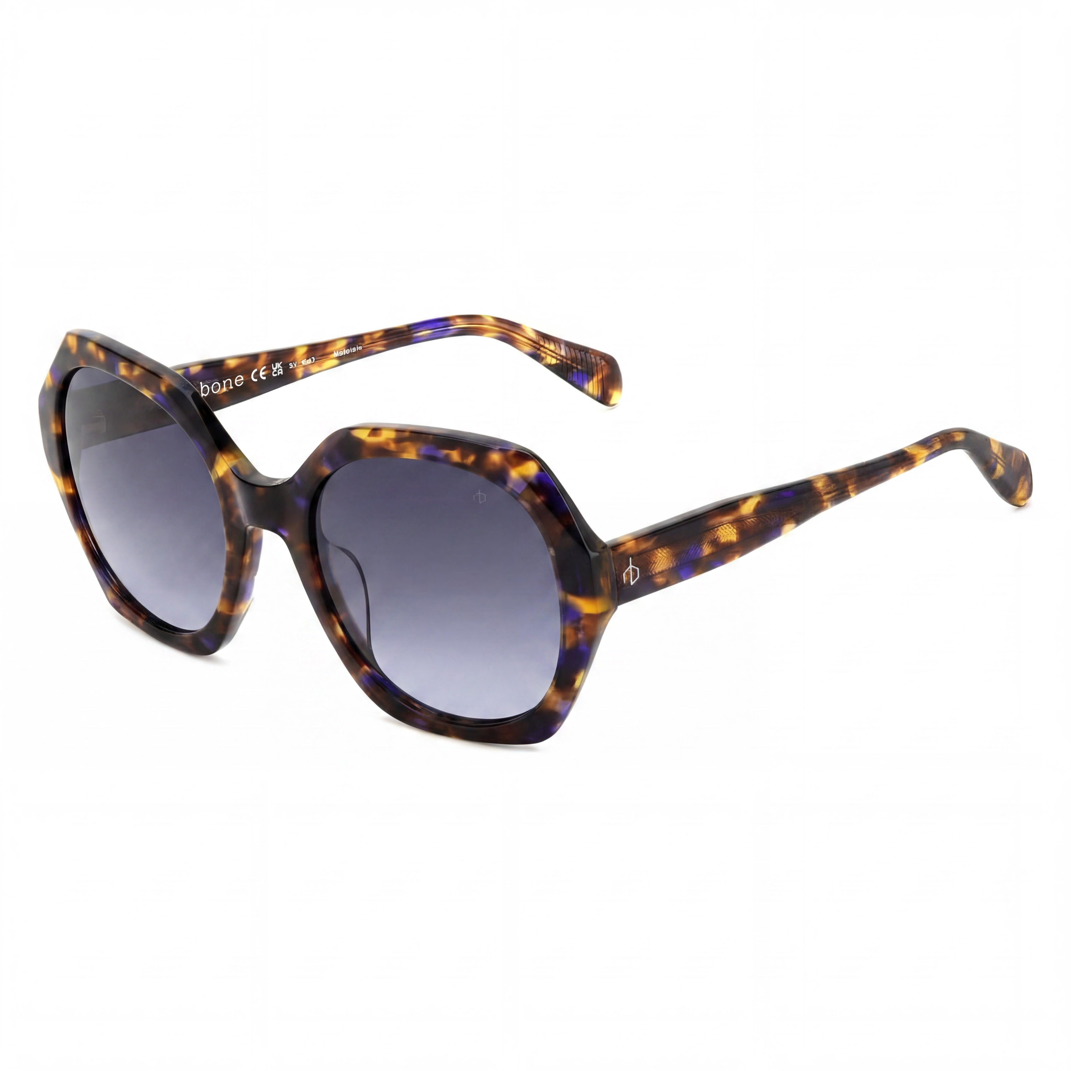 rag & bone Modern Heritage Women's Ecological oil Frame Sunglasses, Brown Blue Havana Grey, UV Protected, 55-21-140mm, Photo 1