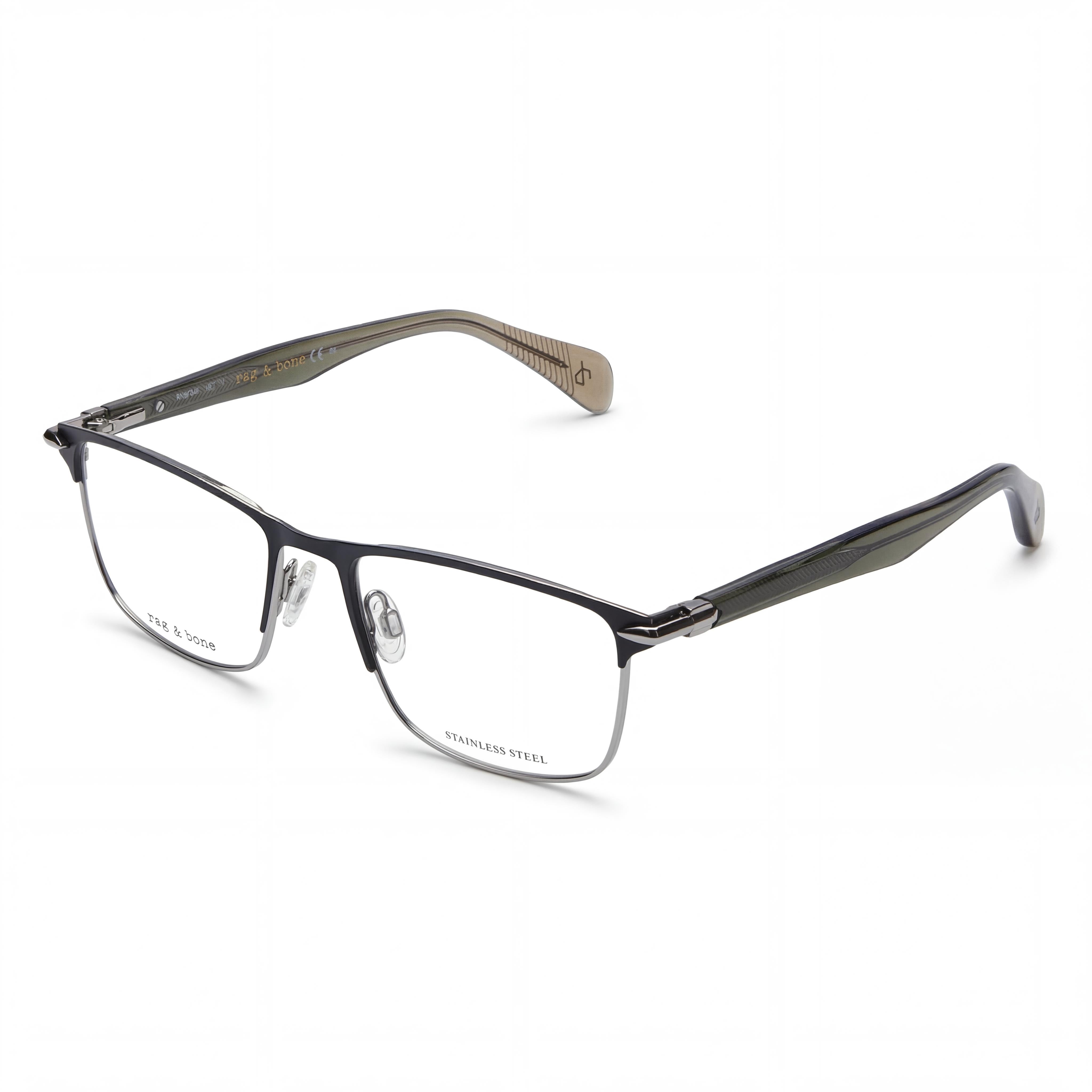 rag & bone Men's RNB7046 Grey Stainless Steel Eyeglass Frames 53/145/18, Photo 1