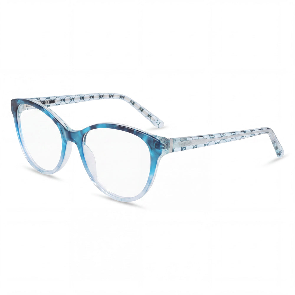 bebe Bb5195 Women's Metal Blue Eyeglass Frames with Polycarbonate Demo Lenses, Clear , 53-17-135mm