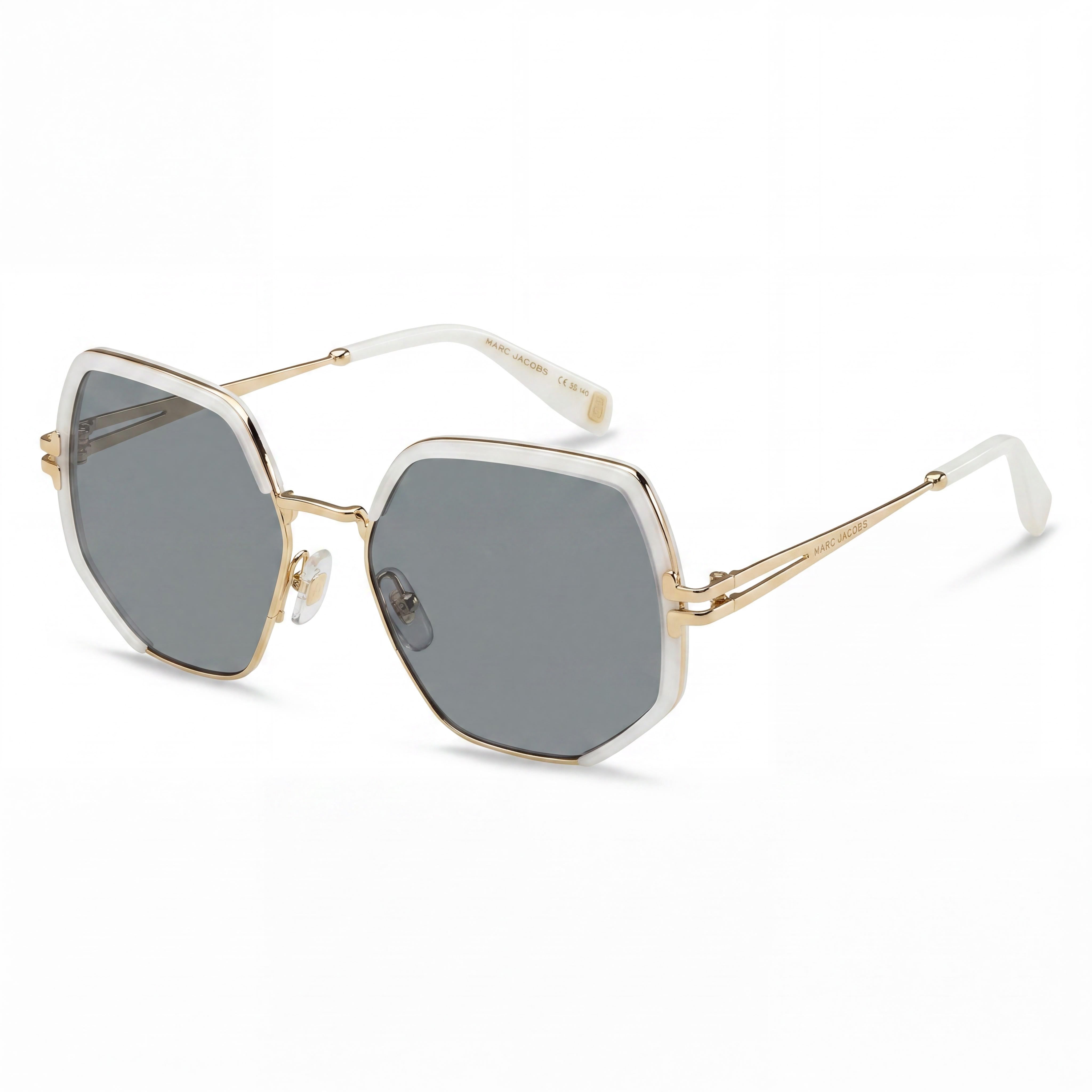 Marc Jacobs Mj 1092 Women's Non-Polarised Metal Frame Polycarbonate Lens Gold White Sunglasses, 55mm, Photo 1