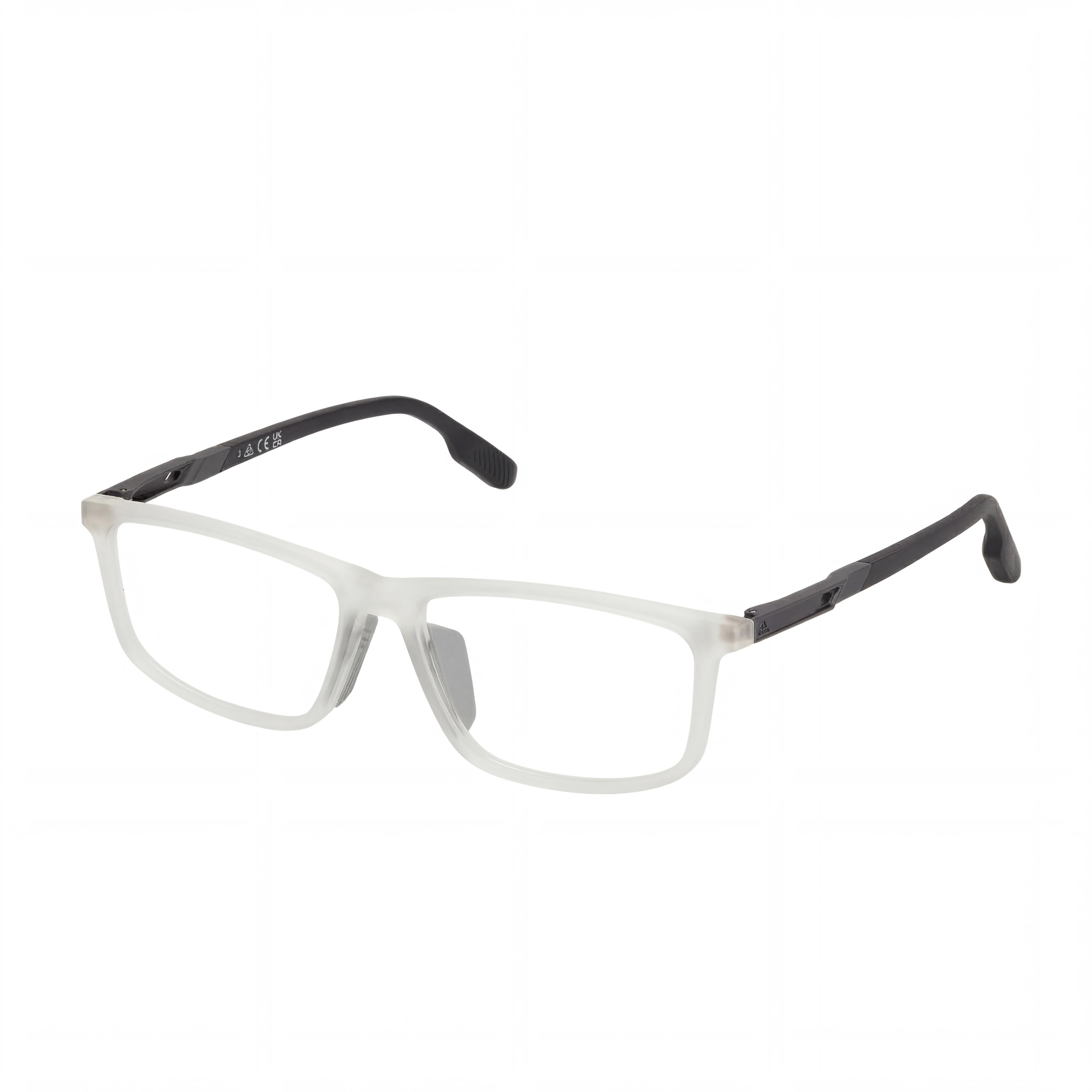 Adidas Gafas de Hombre Casuales Brillantes Grises Montura de Plástico Lente Transparente No Polarizadas 55-15-145, Photo 1