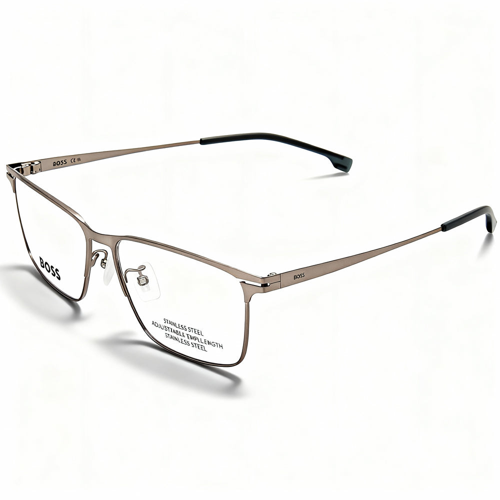 Hugo Boss 1467/f - Montura de gafas graduadas rectangulares de metal para hombre, color rutenio oscuro mate, 57 mm
