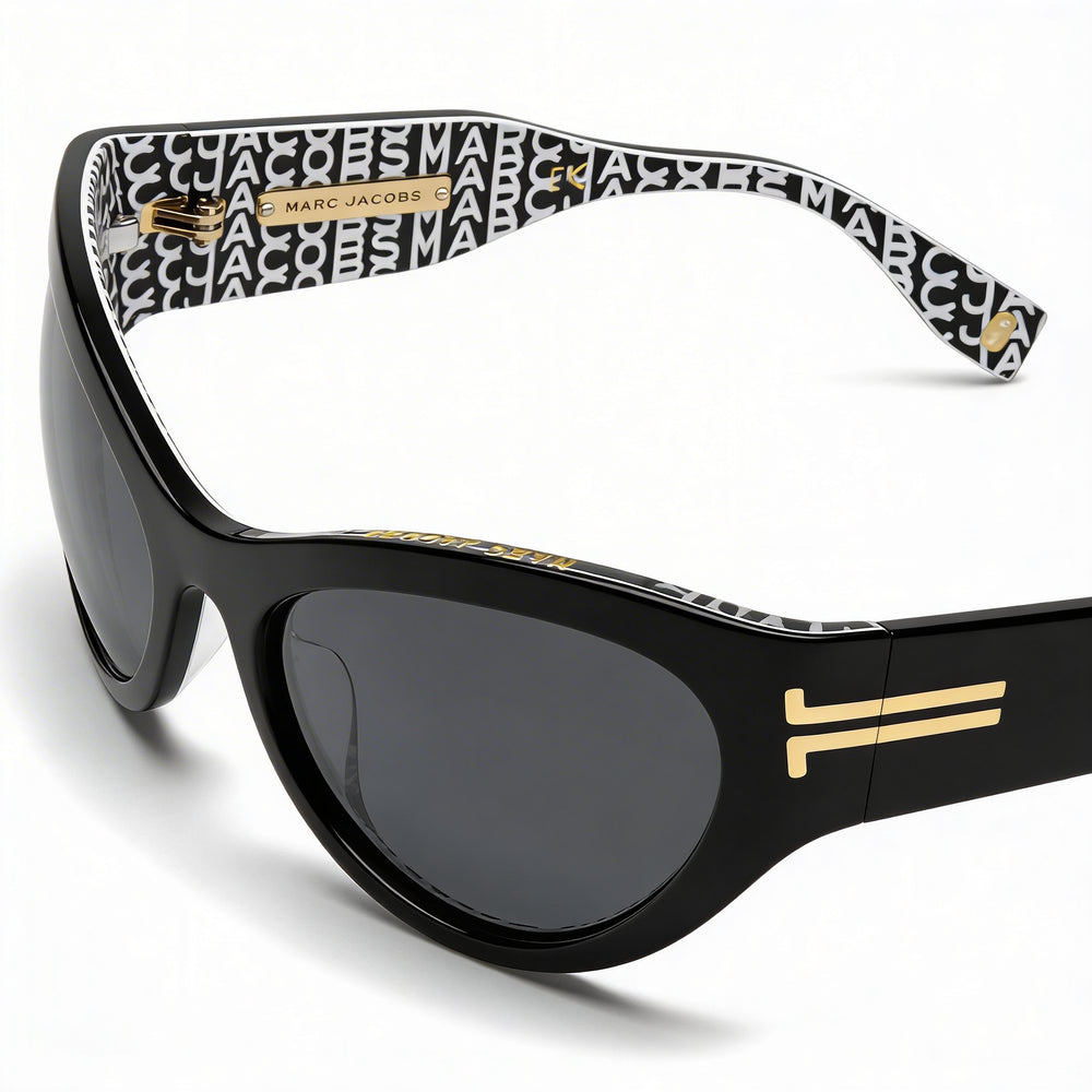 Gafas de sol Marc Jacobs Mj 1087/S para mujer, estilo ojo de gato, de plástico negro y policarbonato, con protección UV, 61 mm