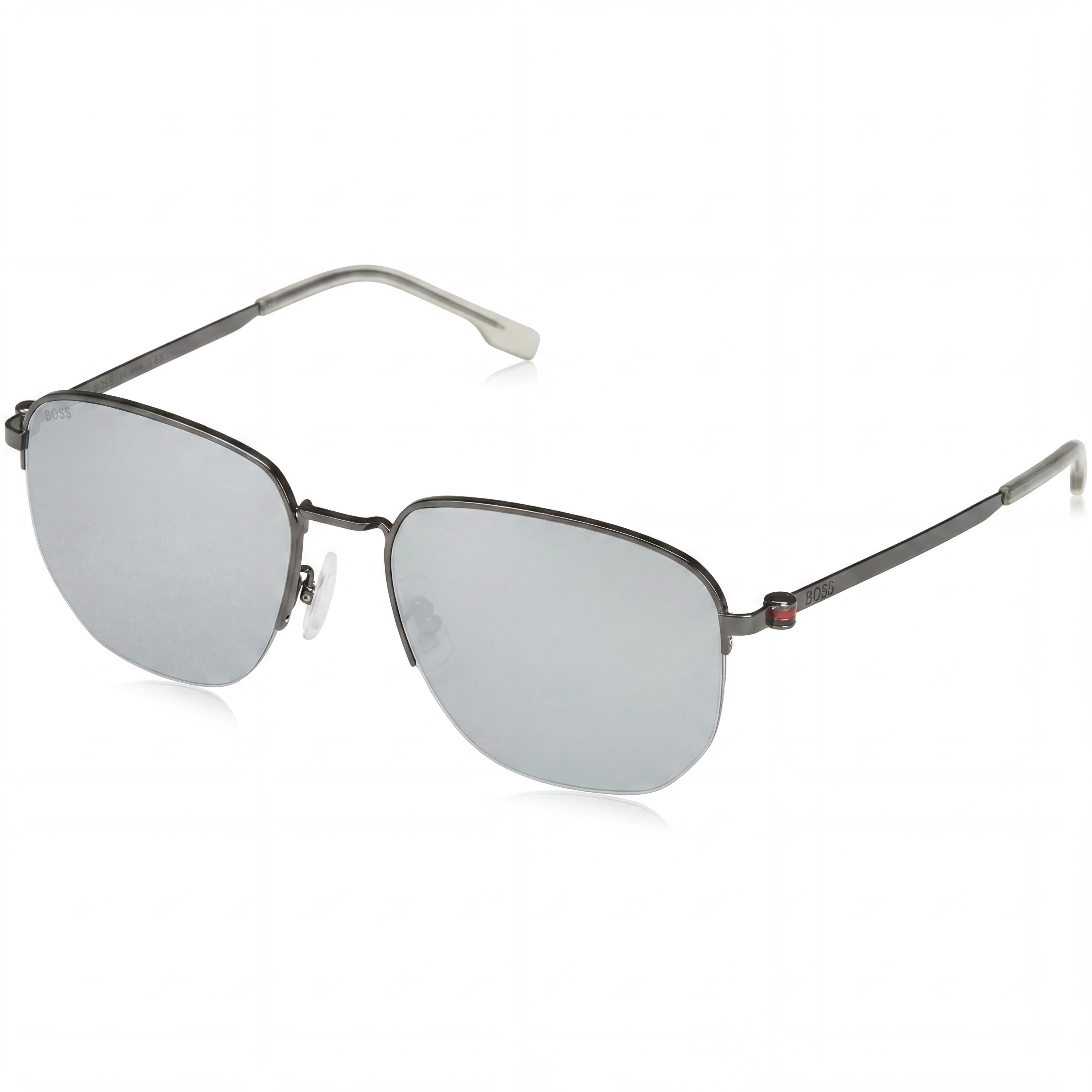 Hugo Boss Boss 1538/F/Sk Men's Acetate Matte Dark Ruthenium Silver Frame Silver Lens Sunglasses 57mm UV Protection, Photo 1