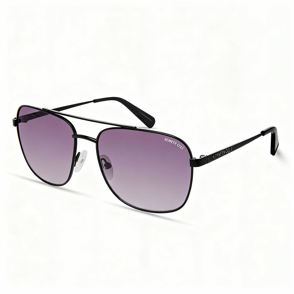 Gafas de sol Kenneth Cole New York Kc5901b para mujer, de metal, no polarizadas, con montura negra brillante y lentes ahumadas degradadas, 59 mm