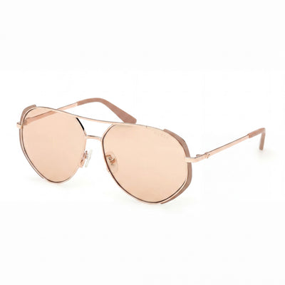 Guess Gu00219 Unisex Acetate Matte Beige & Shiny Rose Gold Frame Brown Lens Non-Polarized UV Protection 59mm Sunglasses