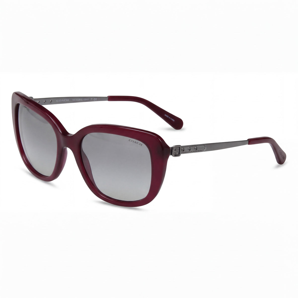 Coach 0HC8229 Women's Classic Composite Non-Polarized Sunglasses with Aubergine Grey Gradient Frame, Grey Gradient UV Protection Lenses, 55mm, Photo 1