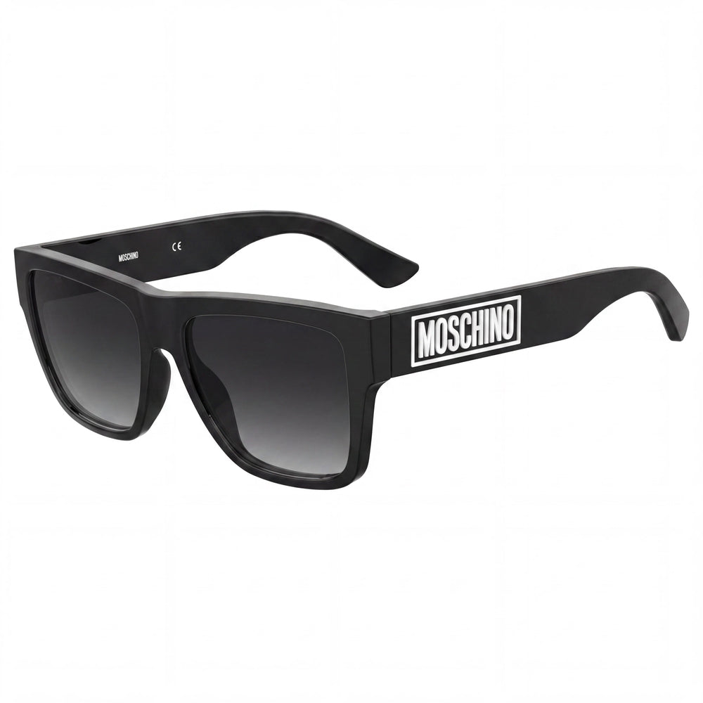 Gafas de sol rectangulares de acetato negro para mujer Moschino Moderno, con lentes grises sombreadas con protección UV 57-17-145