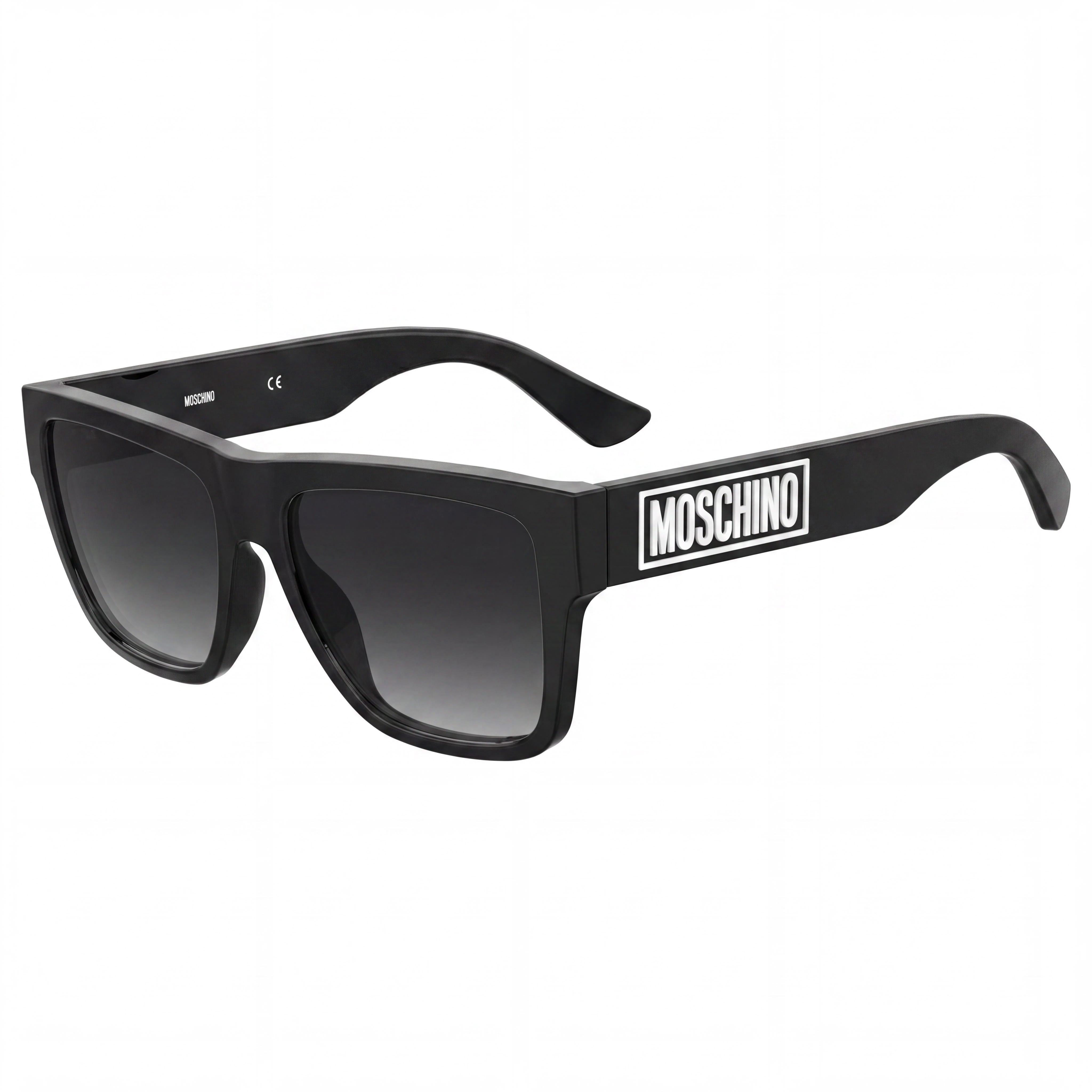 Gafas de sol rectangulares de acetato negro para mujer Moschino Moderno, con lentes grises sombreadas con protección UV 57-17-145, Photo 1