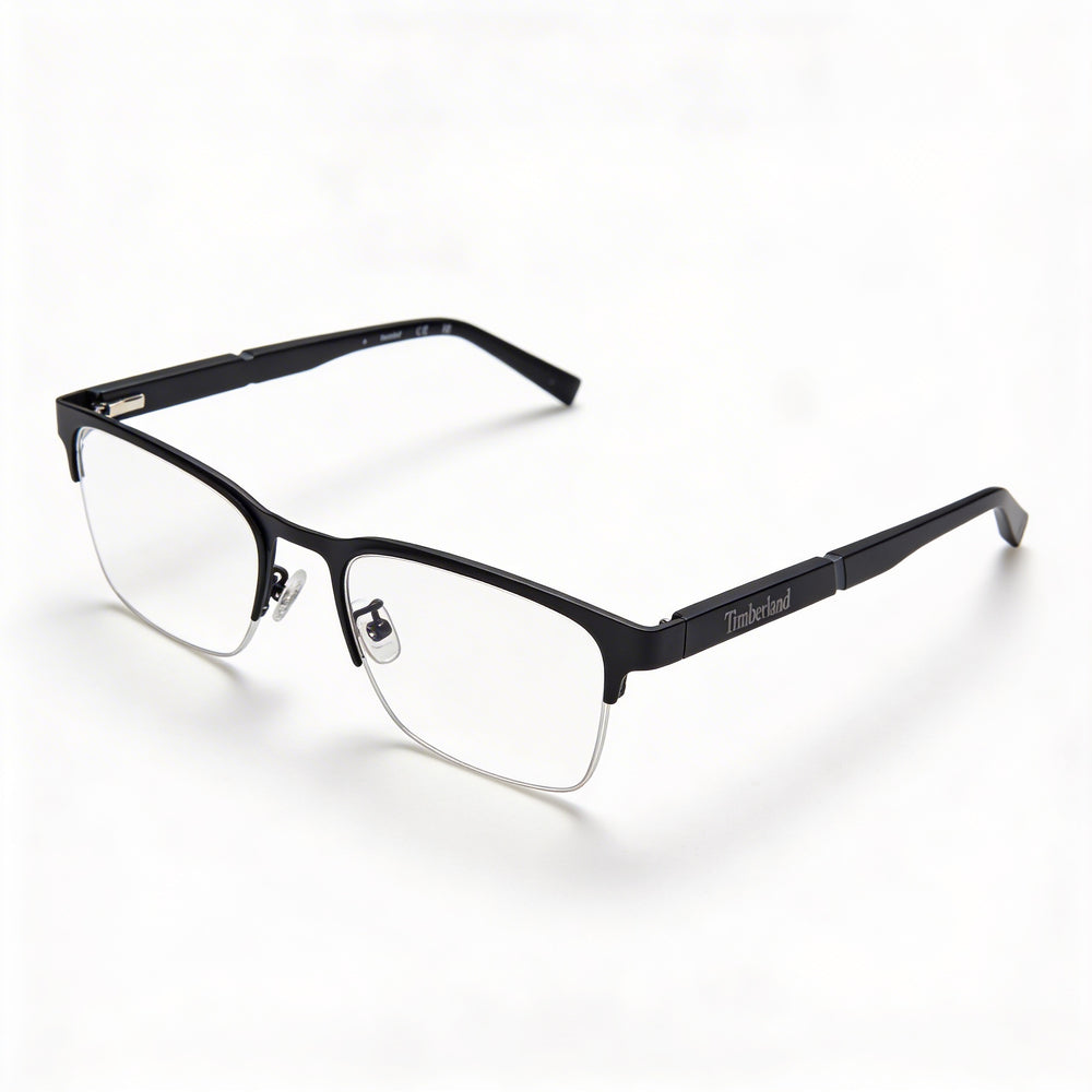 Timberland Rectangular Optical Frames for Men with Metal Frame in Black White and Clear Lenses 56mm