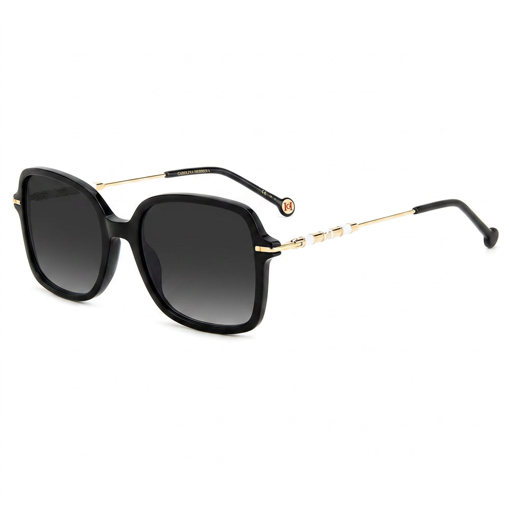 Gafas de sol clásicas Carolina Herrera de mujer con protección UV en plástico negro y cristales grises oscuros de 55 mm