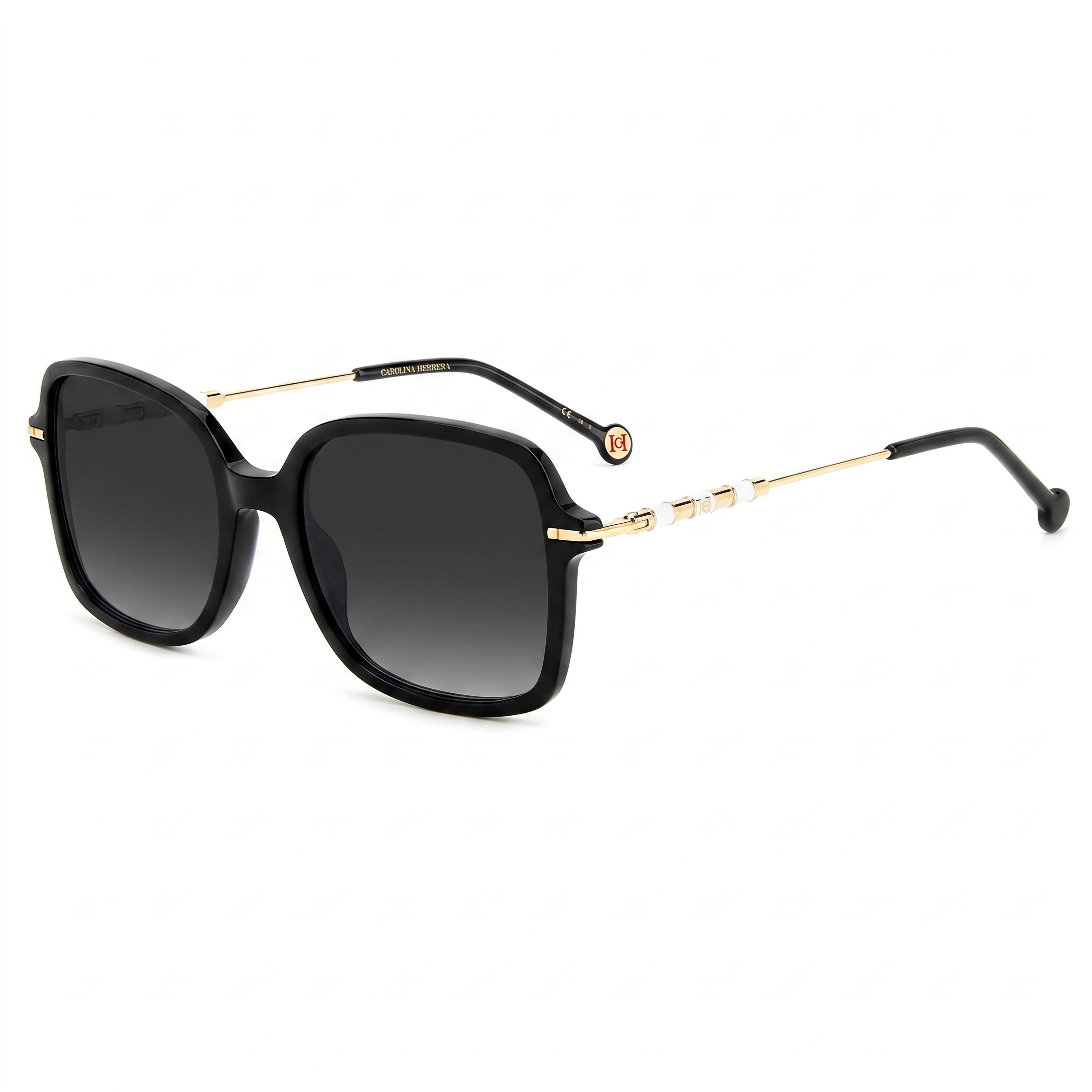 Gafas de sol clásicas Carolina Herrera de mujer con protección UV en plástico negro y cristales grises oscuros de 55 mm, Photo 1