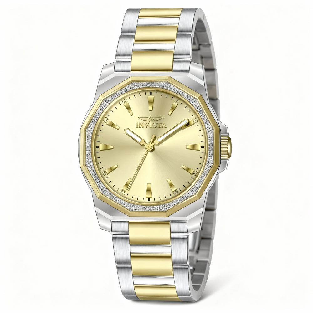 Reloj de cuarzo Invicta Speedway 49106 para hombre, brazalete de acero inoxidable plateado, esfera dorada, caja de 42 mm