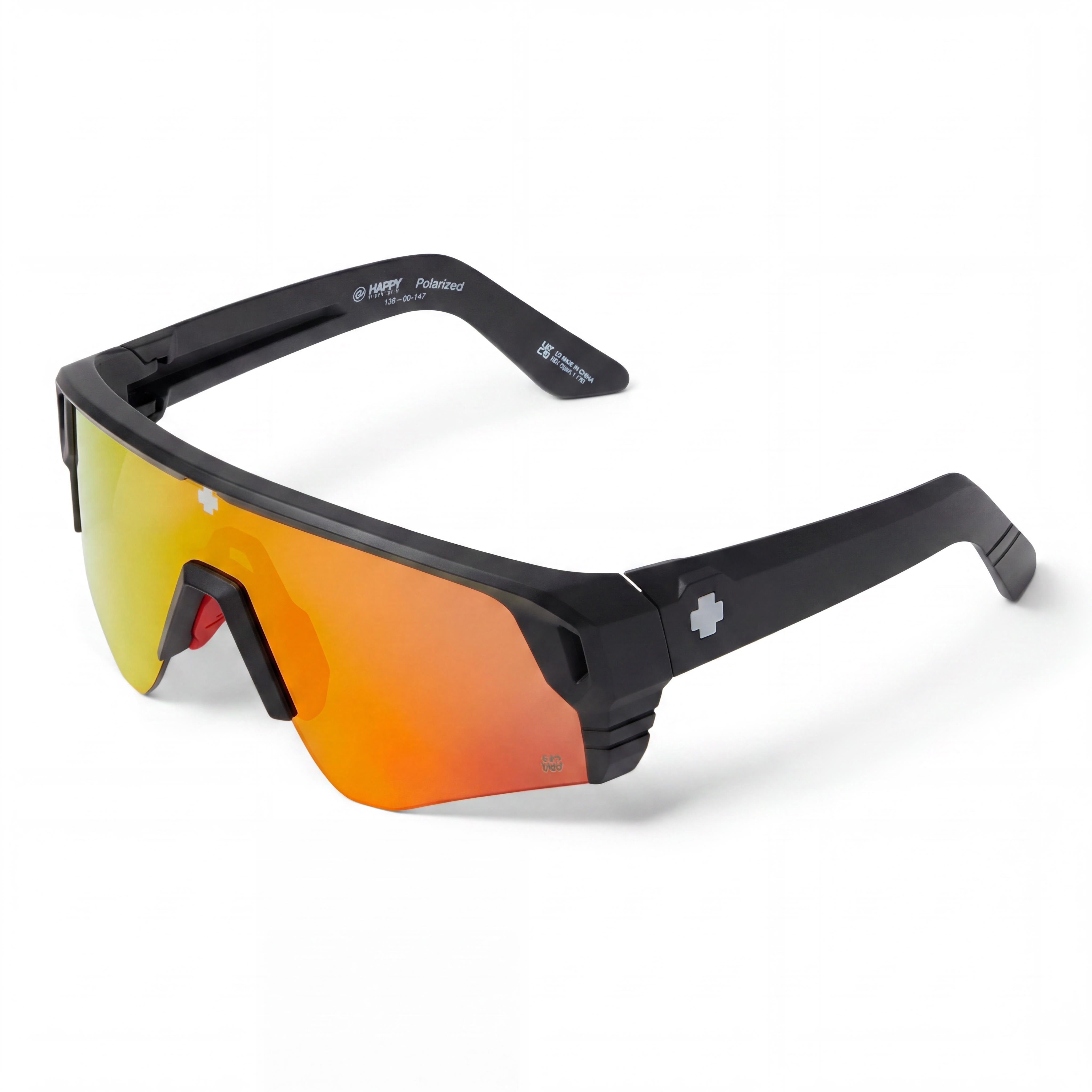 Spy Monolith Speed Unisex Matte Black Plastic Sunglasses with UV Protection Happy Boost Orange Mirror 142mm, Photo 1