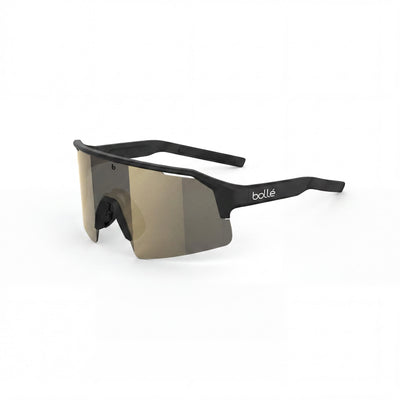 bollé Modern Unisex Nylon Frame Sunglasses Black Matte Gold with Polycarbonate Black Gold Lenses 140mm