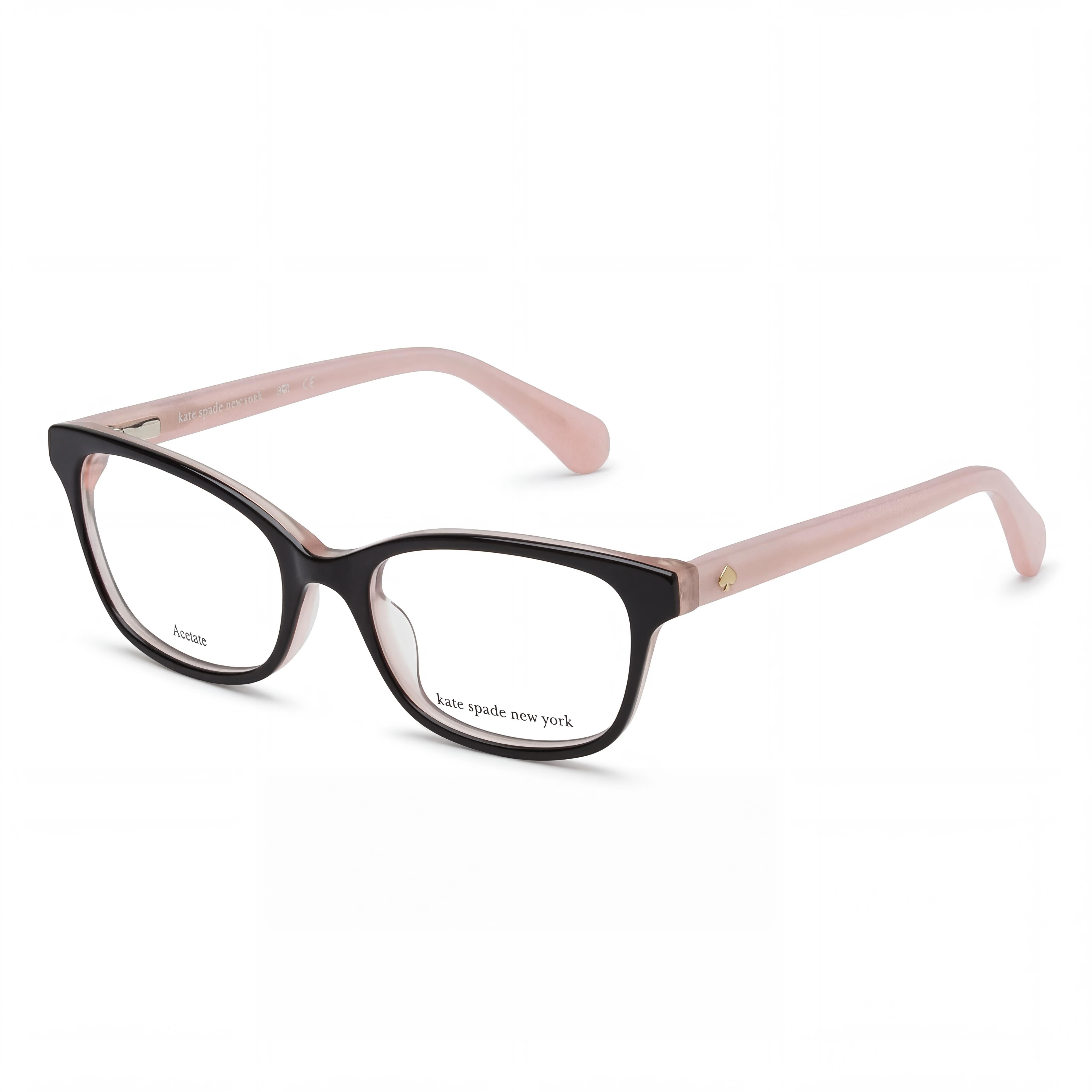 Kate Spade New York Modern Women's Acetate Black Transparent Pink Eyeglasses with Black Lenses 46mm, Photo 1