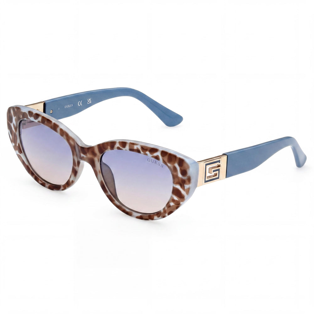 Gafas de sol Guess Cat Eye para mujer, montura de plástico azul, lentes degradados azules no polarizadas, 100 % protección UV, 51 mm