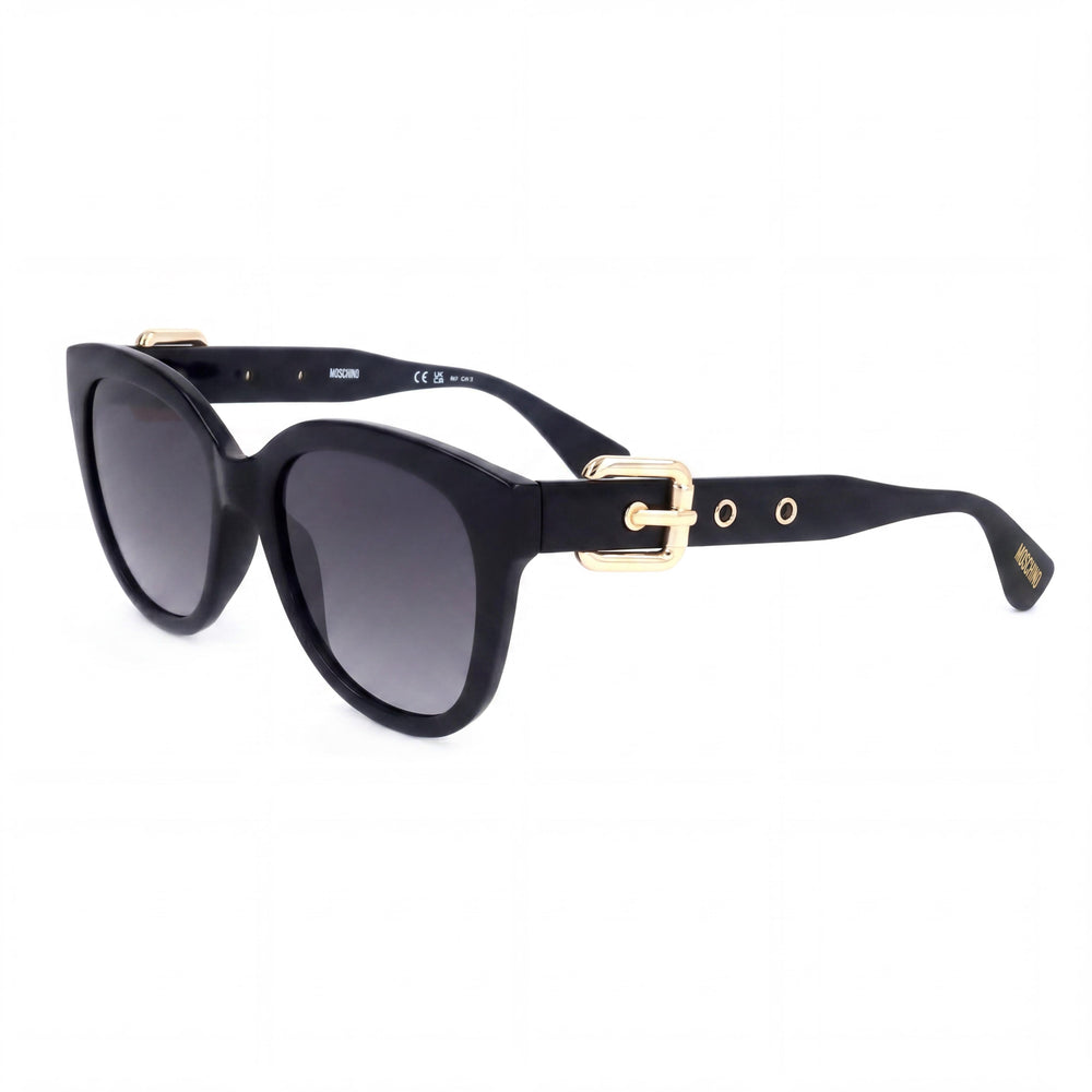Gafas de sol Moschino Casual para mujer, montura negra de celulosa con lentes de color gris oscuro, 54 mm
