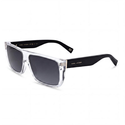 Gafas de sol transparentes Marc Jacobs Classic para mujer, de acetato negro/gris con protección UV y lentes negras de cristal de 57 mm