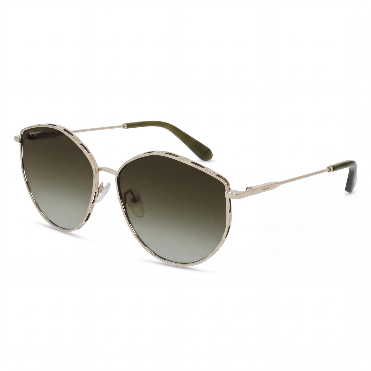 Salvatore Ferragamo Sf264s Women's Acetate Sunglasses with Gold Green Frame and Green Gradient Lenses, 100% UV, 60-15-140, Photo 1