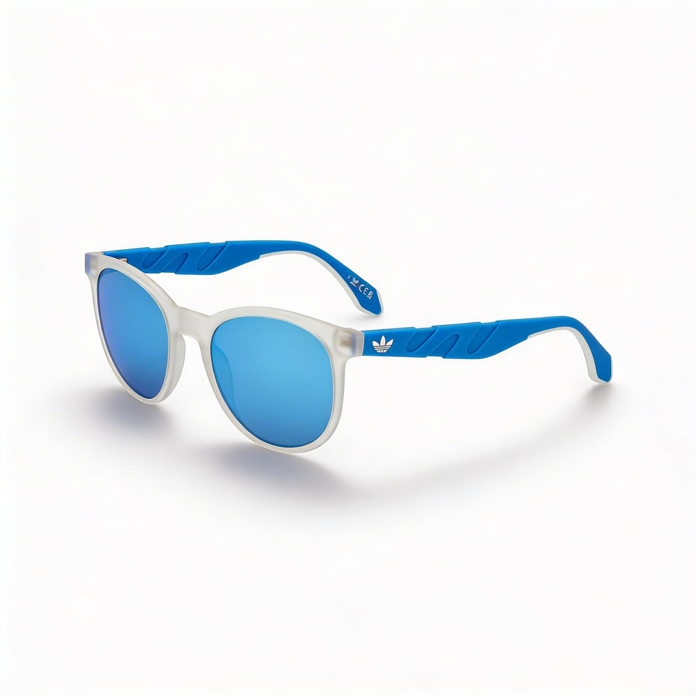 Adidas Men's Sunglasses, 100% UV Protection, Plastic, Crystal Blue Frame, Blue Mirror Lenses, 53mm