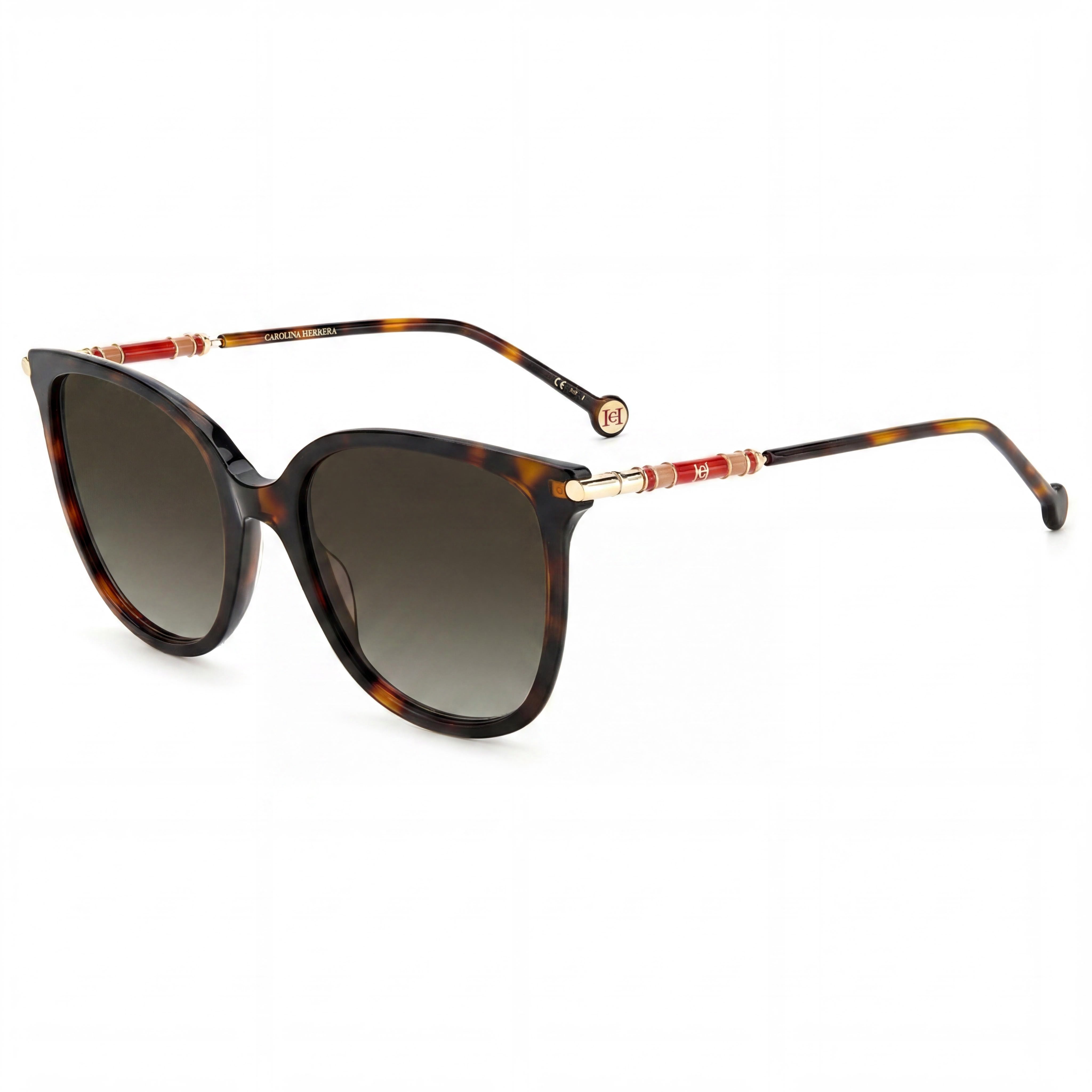 Carolina Herrera Ch 0023/S Women's Havana Acetate Square Sunglasses 55mm Gradient Grey Non-Polarized UV Protection, Photo 1