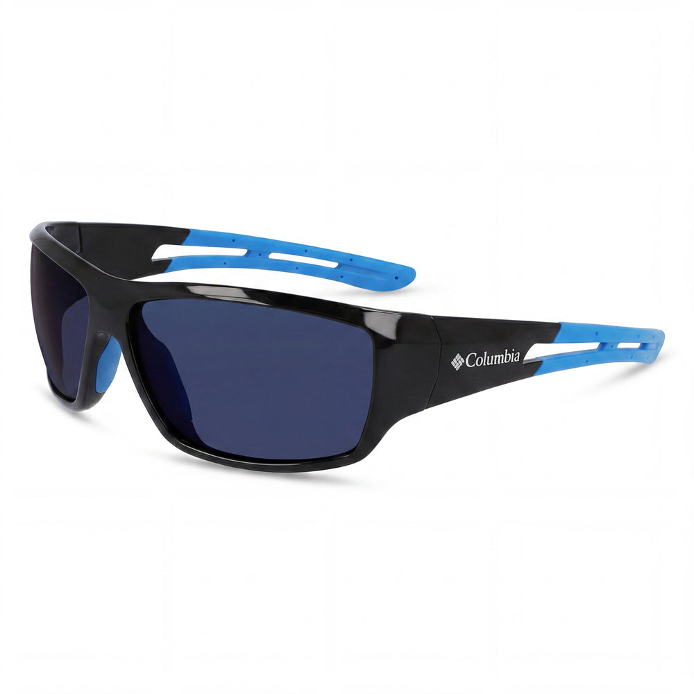 Columbia C525SP UTILIZER Men’s Plastic Polarized UV Protected Sunglasses Shiny Black & Blue / Blue Mirror 62mm