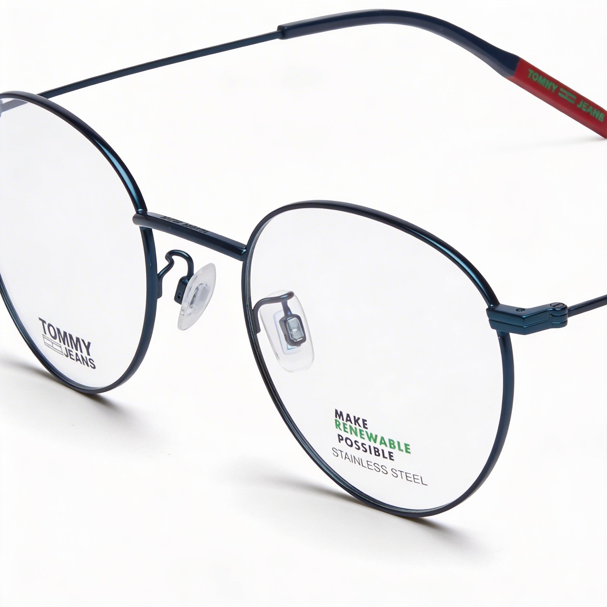Gafas unisex modernas Tommy Hilfiger con montura de acero aleado y lentes de policarbonato azul mate, lente de 50 mm, Photo 2