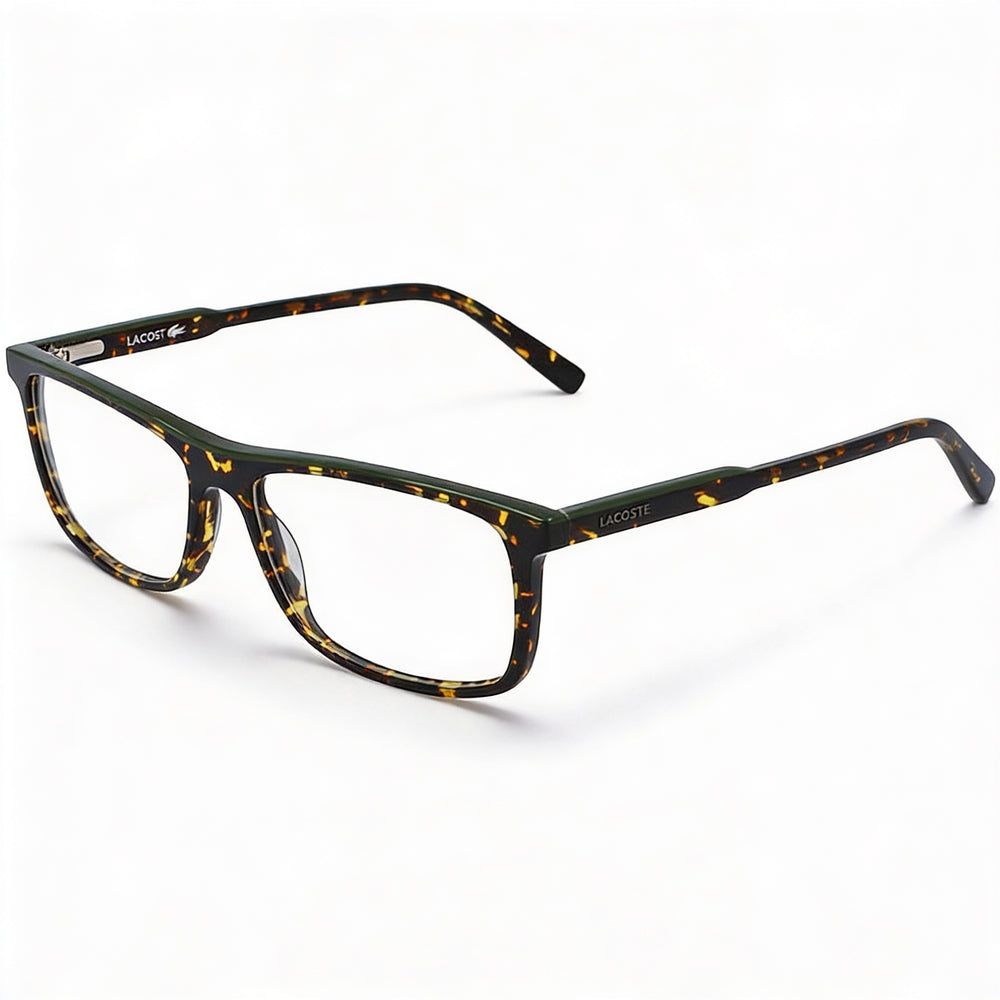 Lacoste L2860 215 Women's Full Rim Plastic Rectangular Eyeglasses Havana Military Green 55mm